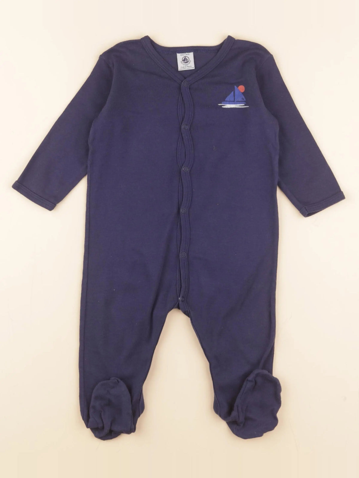 Petit Bateau - pyjama coton bleu - 12 mois