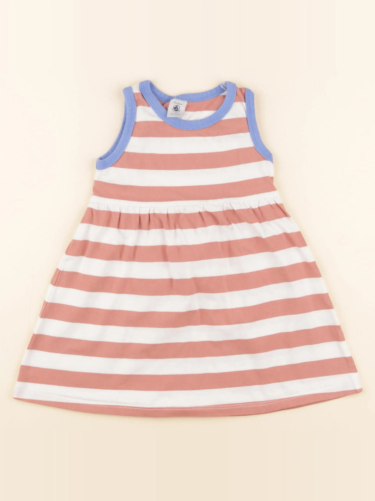 Petit Bateau - robe blanc, rose - 24 mois