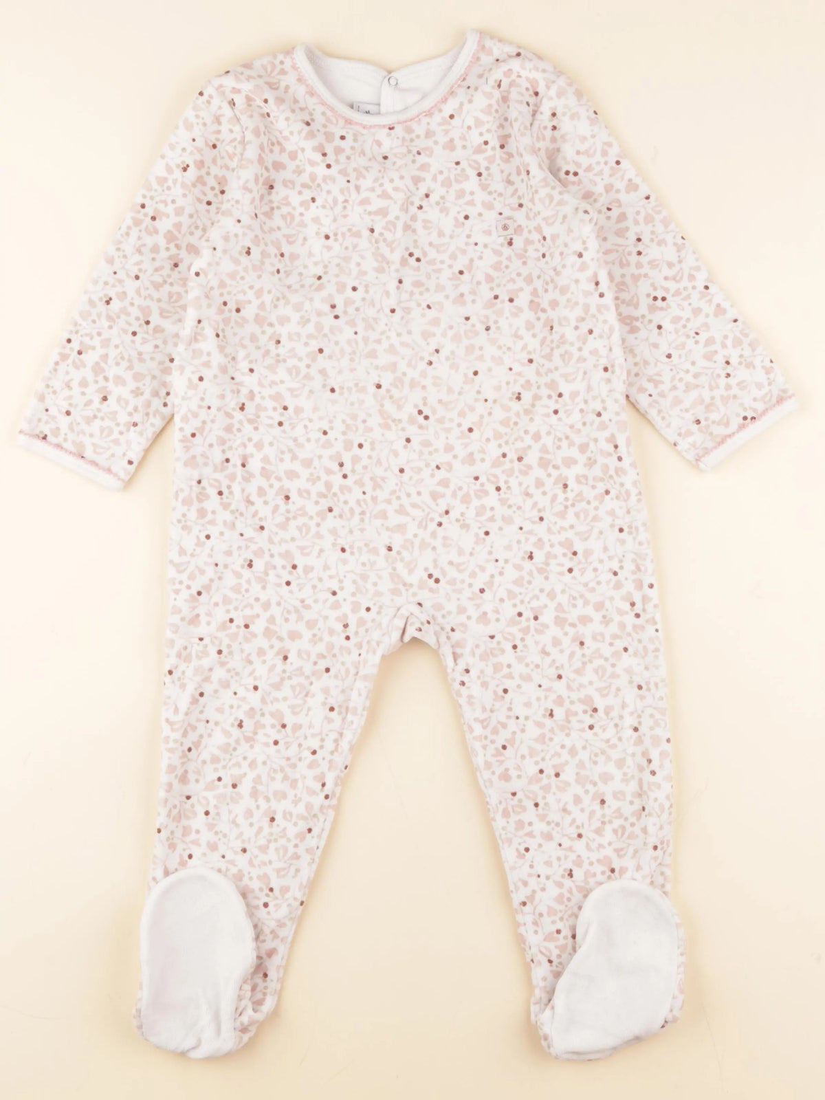 Petit Bateau - pyjama velours blanc, rose - 36 mois