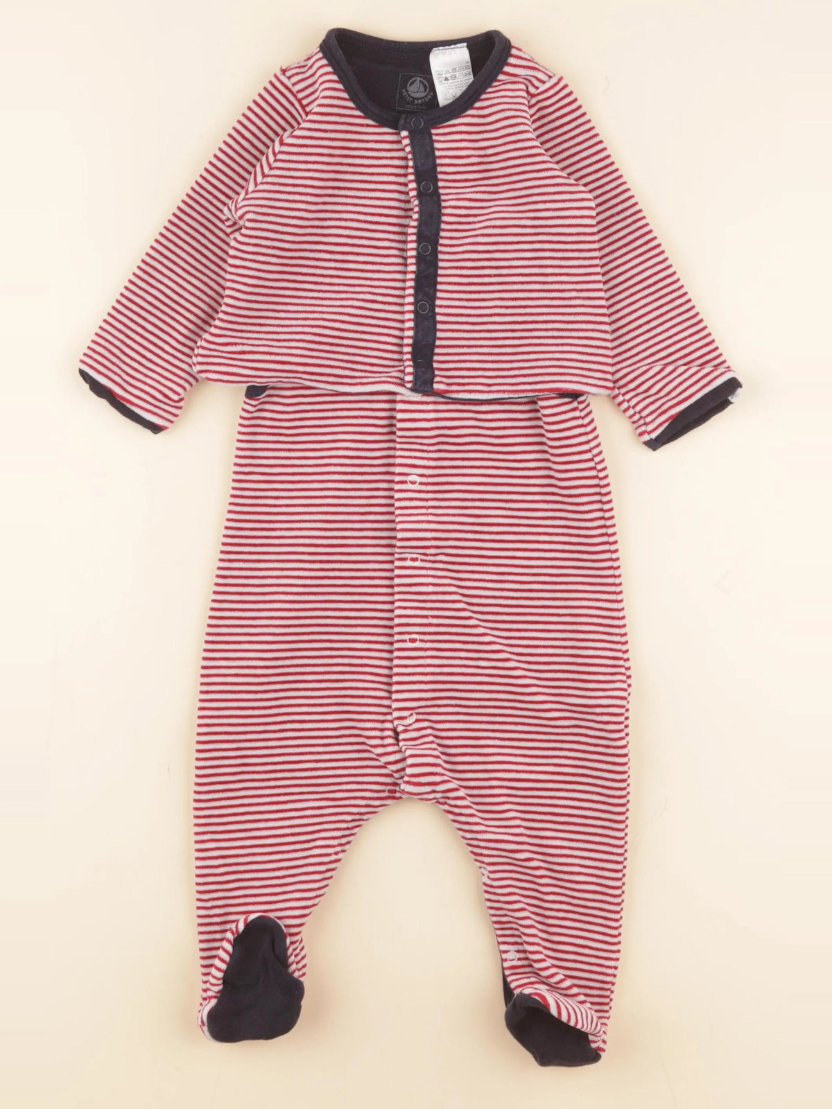 Petit Bateau - pyjama velours rouge - 6 mois