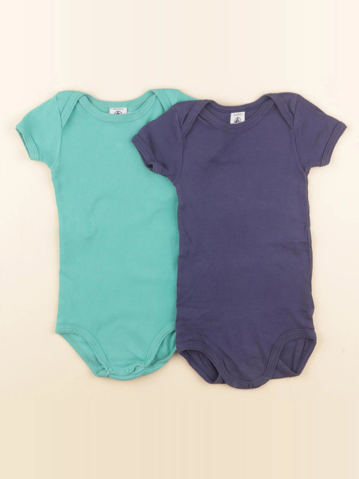 Petit Bateau - lot de 2 bodies en coton bleu, vert - 18 mois