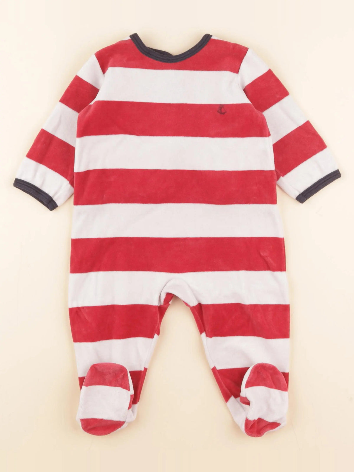 Petit Bateau - pyjama velours blanc, rouge - 12 mois