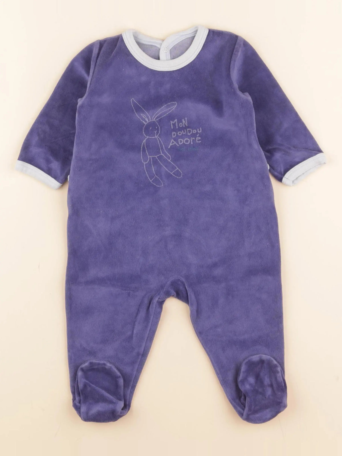 Petit Bateau - pyjama velours bleu - 6 mois