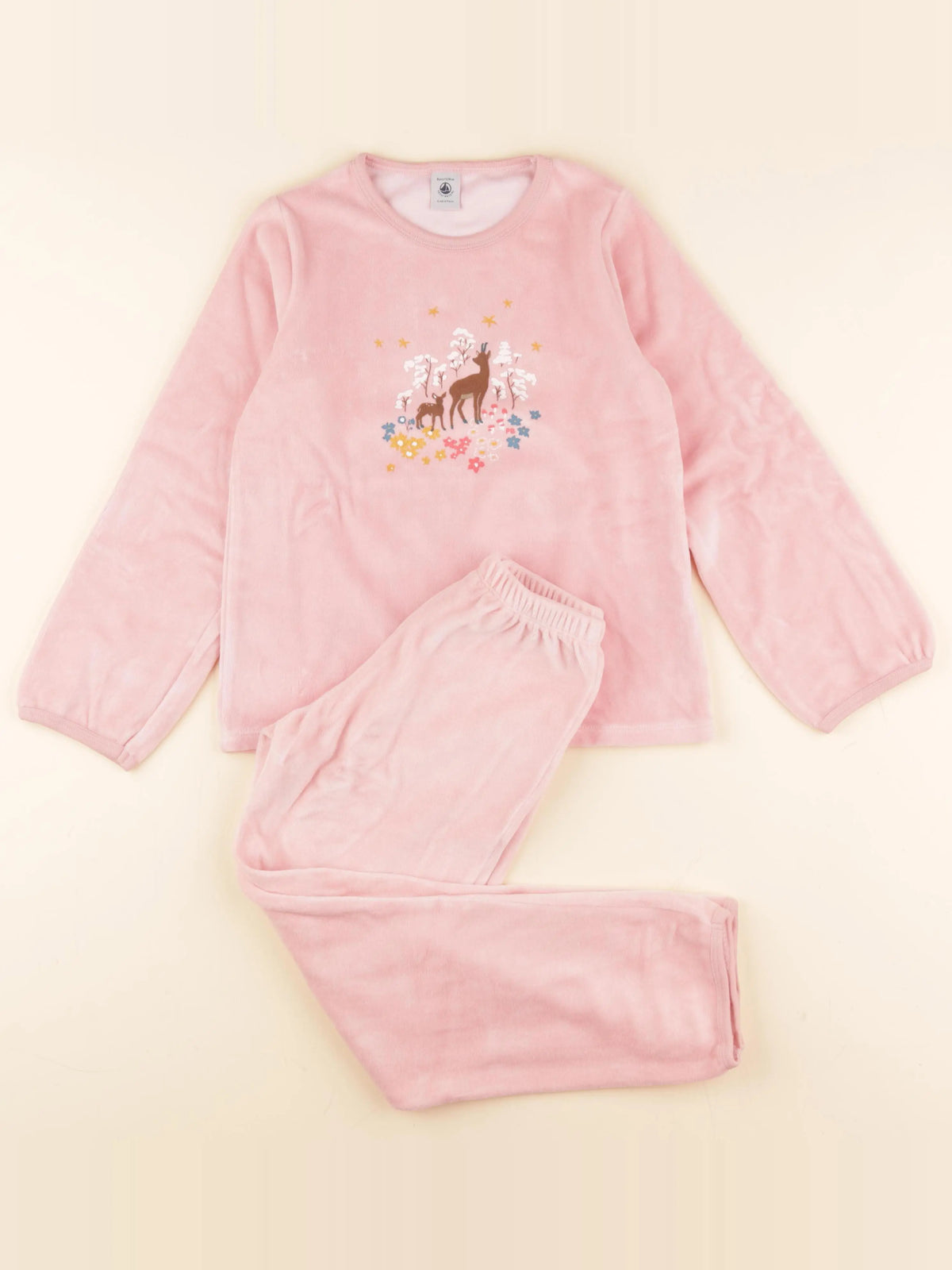 Petit Bateau - pyjama velours rose - 8 ans