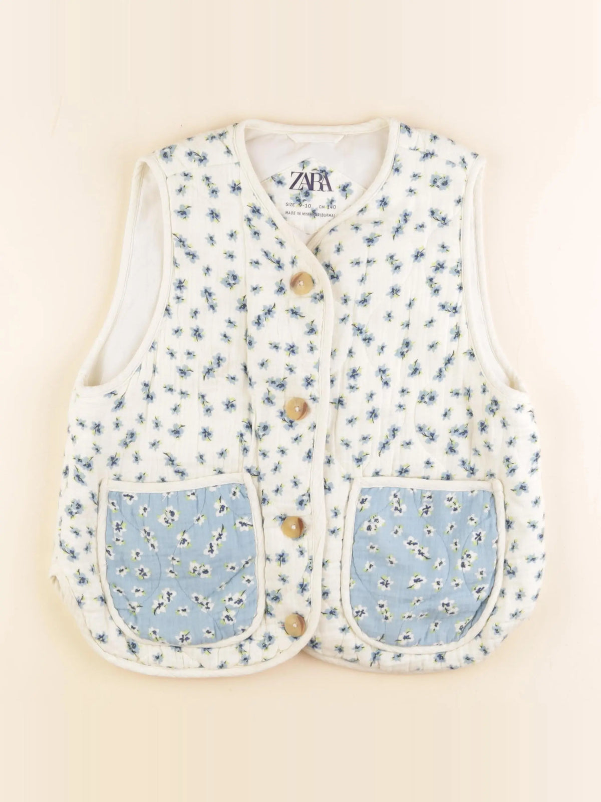 Zara - gilet beige, bleu - 9/10 ans