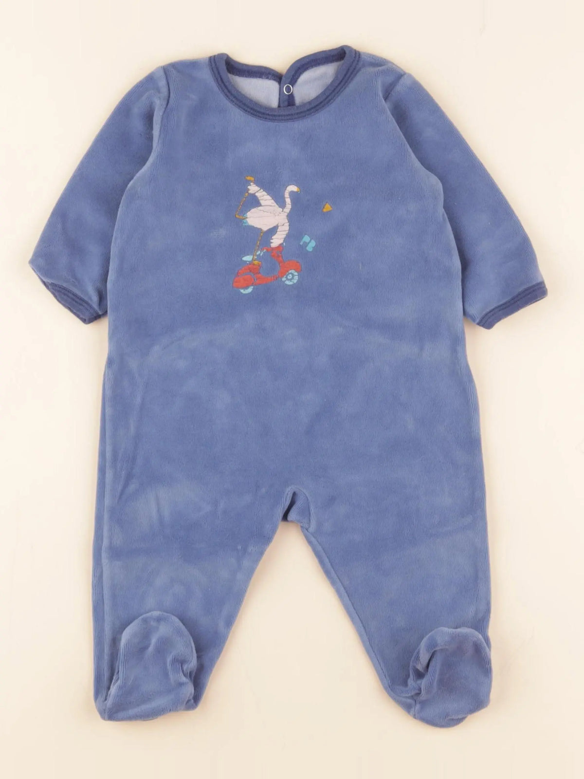 Petit Bateau - pyjama velours bleu - 6 mois