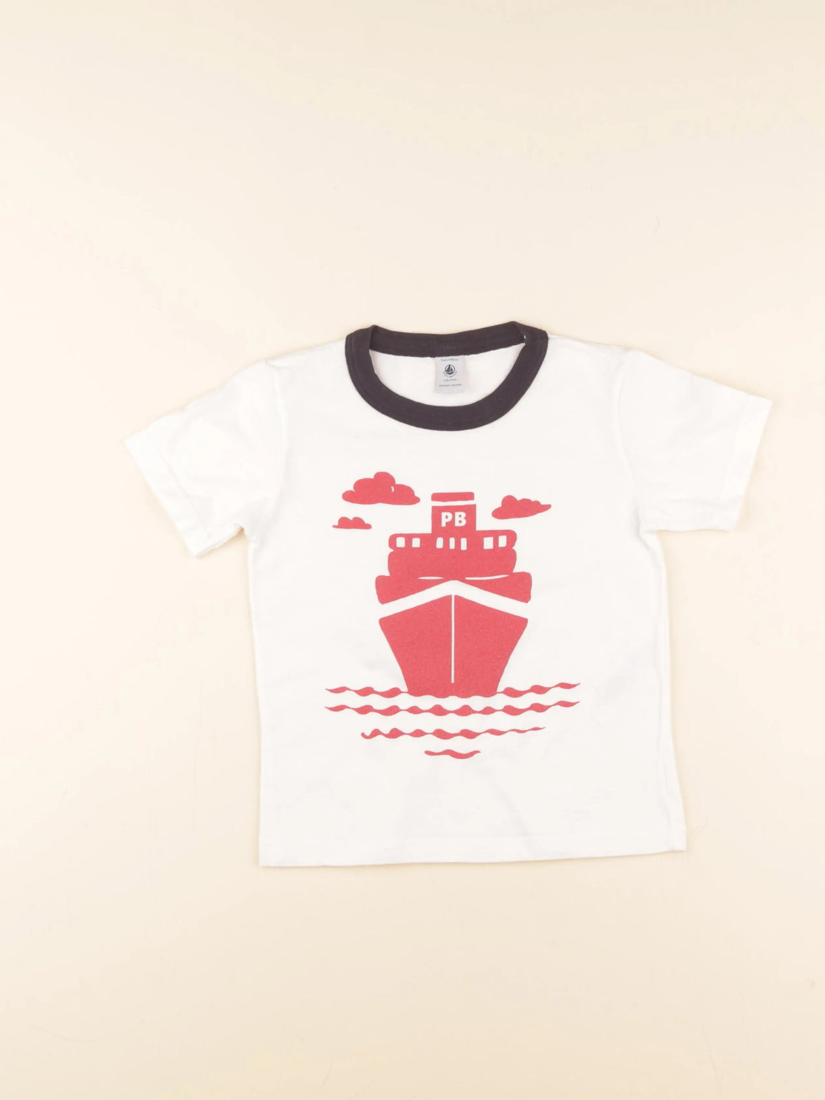 Petit Bateau - maillot de corps blanc, bleu - 5 ans