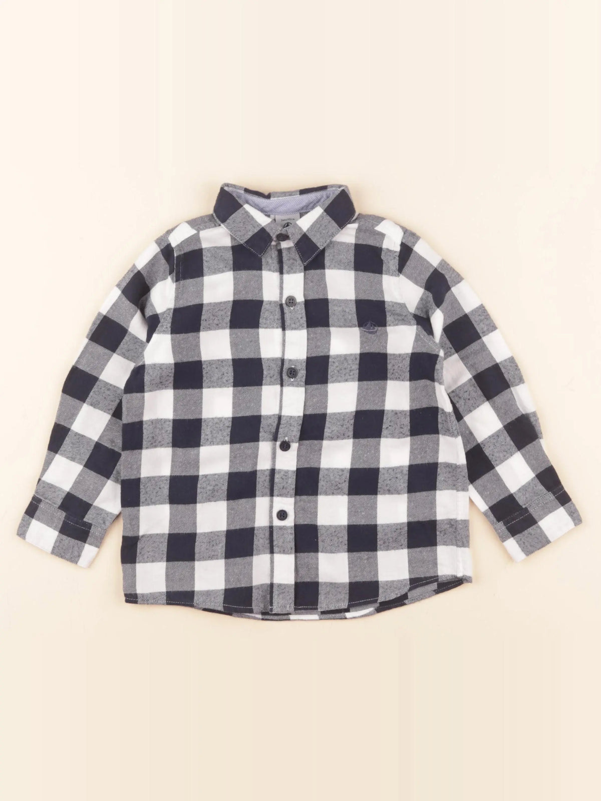 Petit Bateau - chemise bleu, blanc - 3 ans