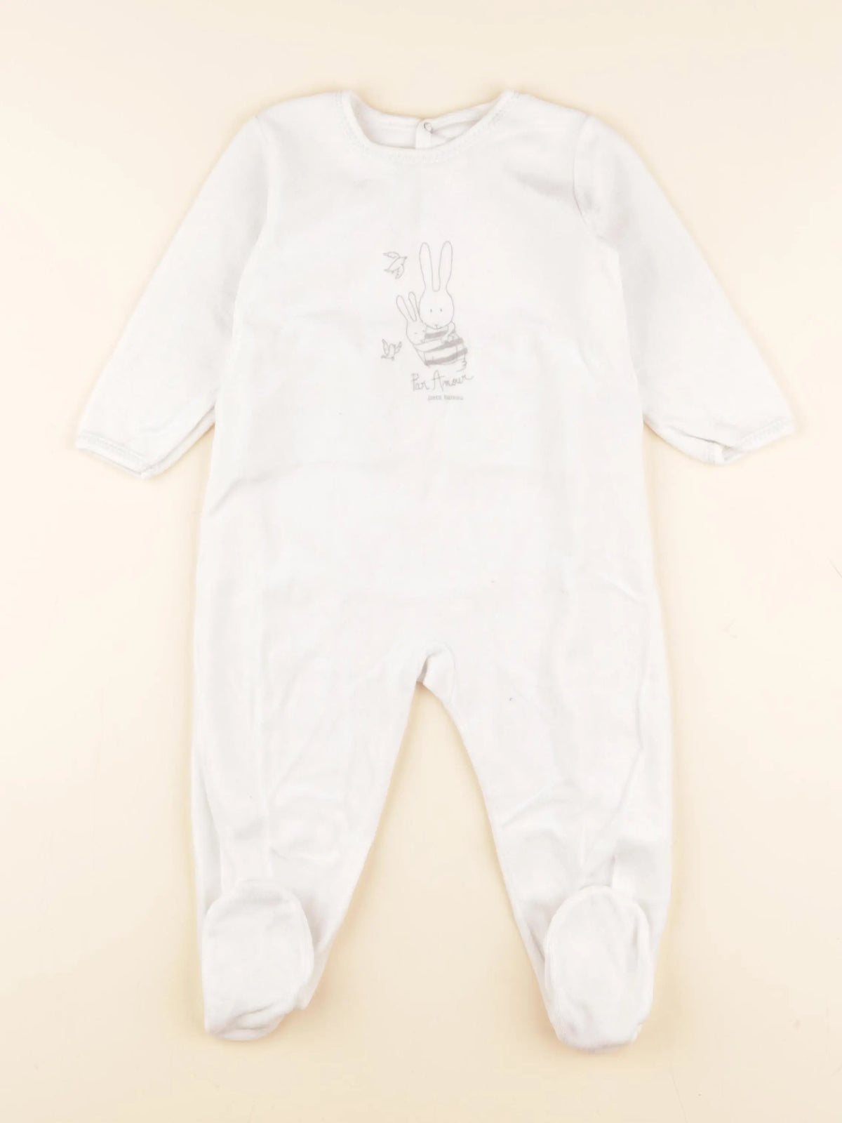 Petit Bateau - pyjama velours blanc - 18 mois