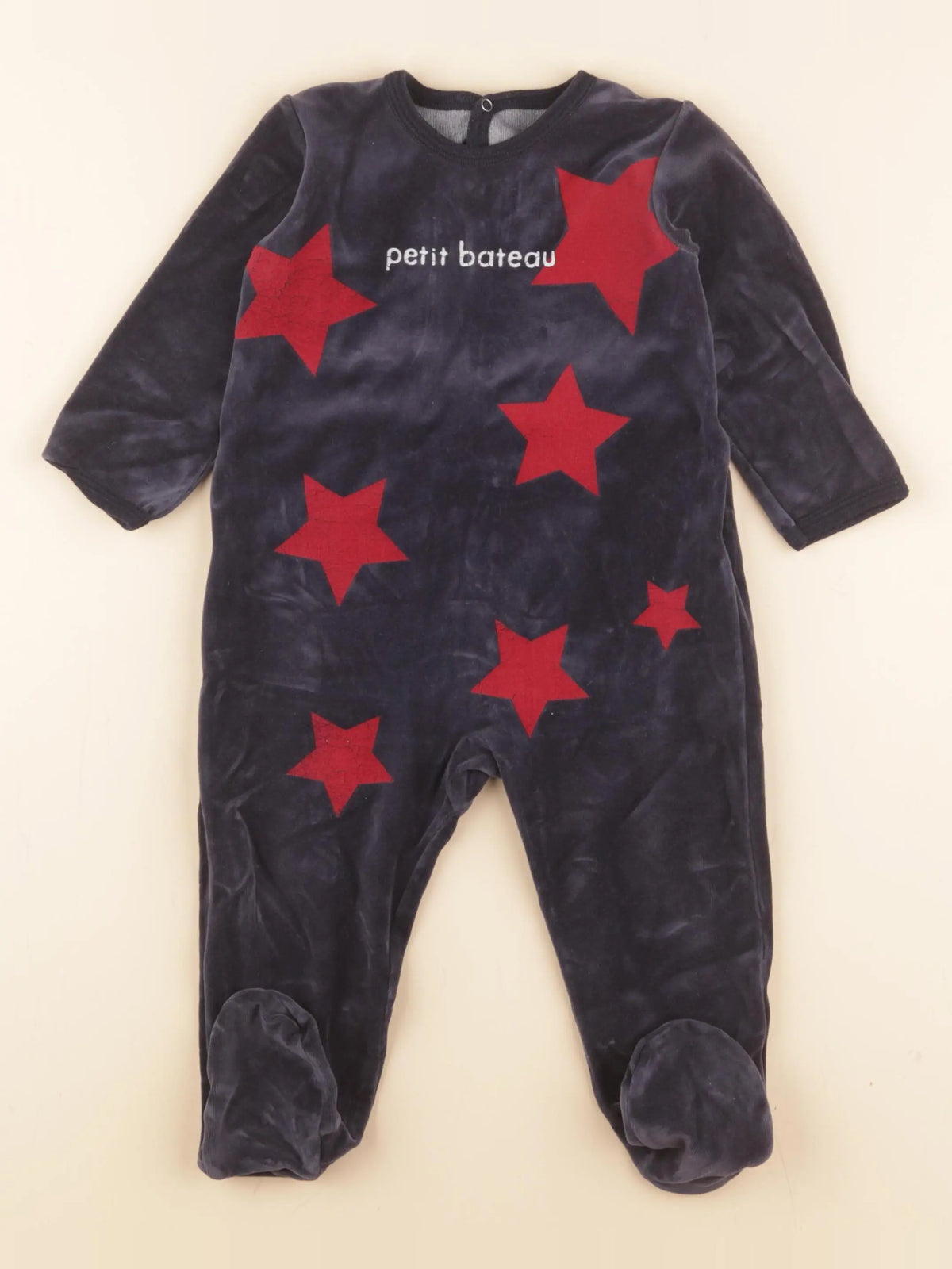 Petit Bateau - pyjama velours bleu - 18 mois