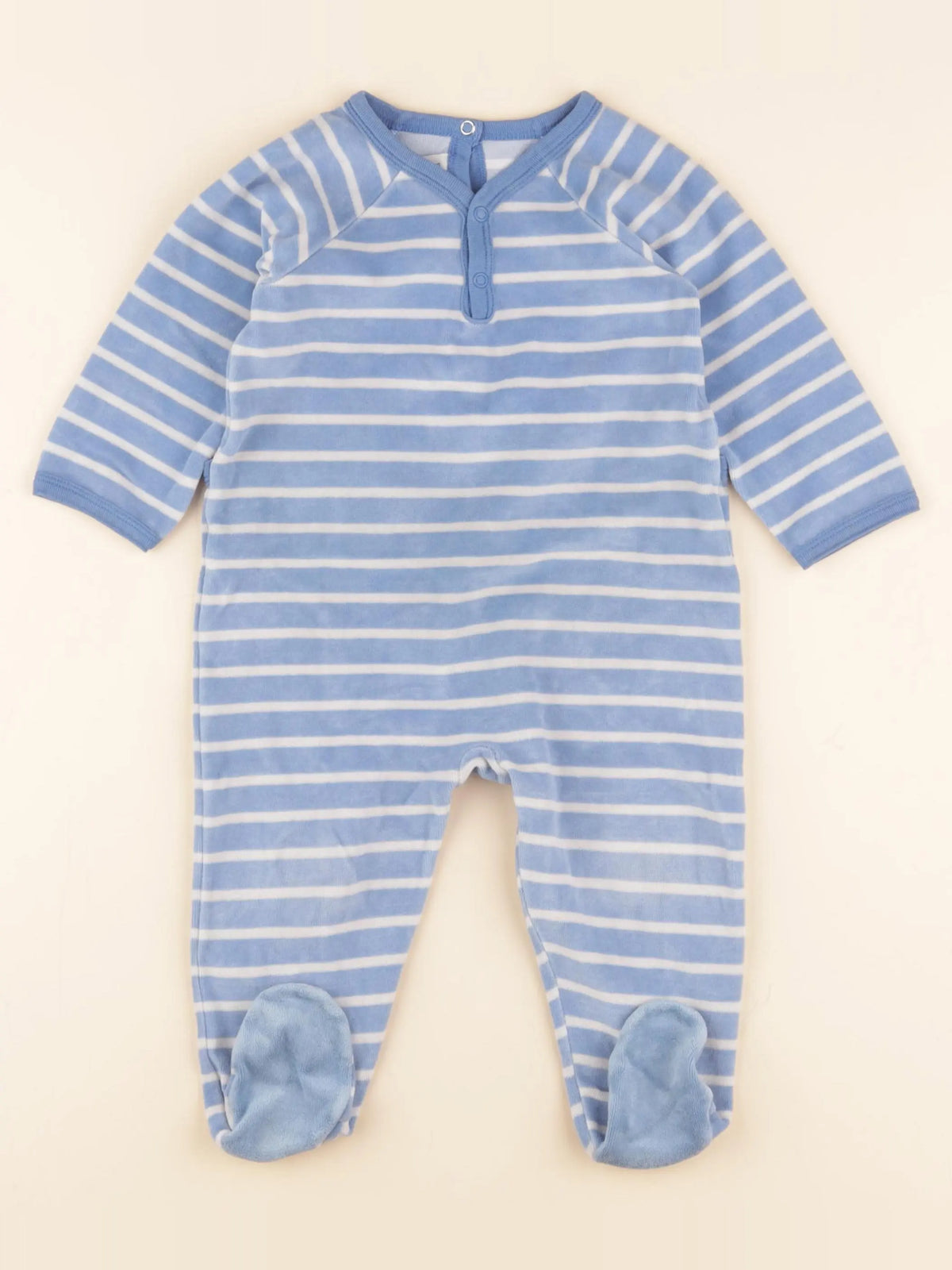 Petit Bateau - pyjama velours bleu - 12 mois
