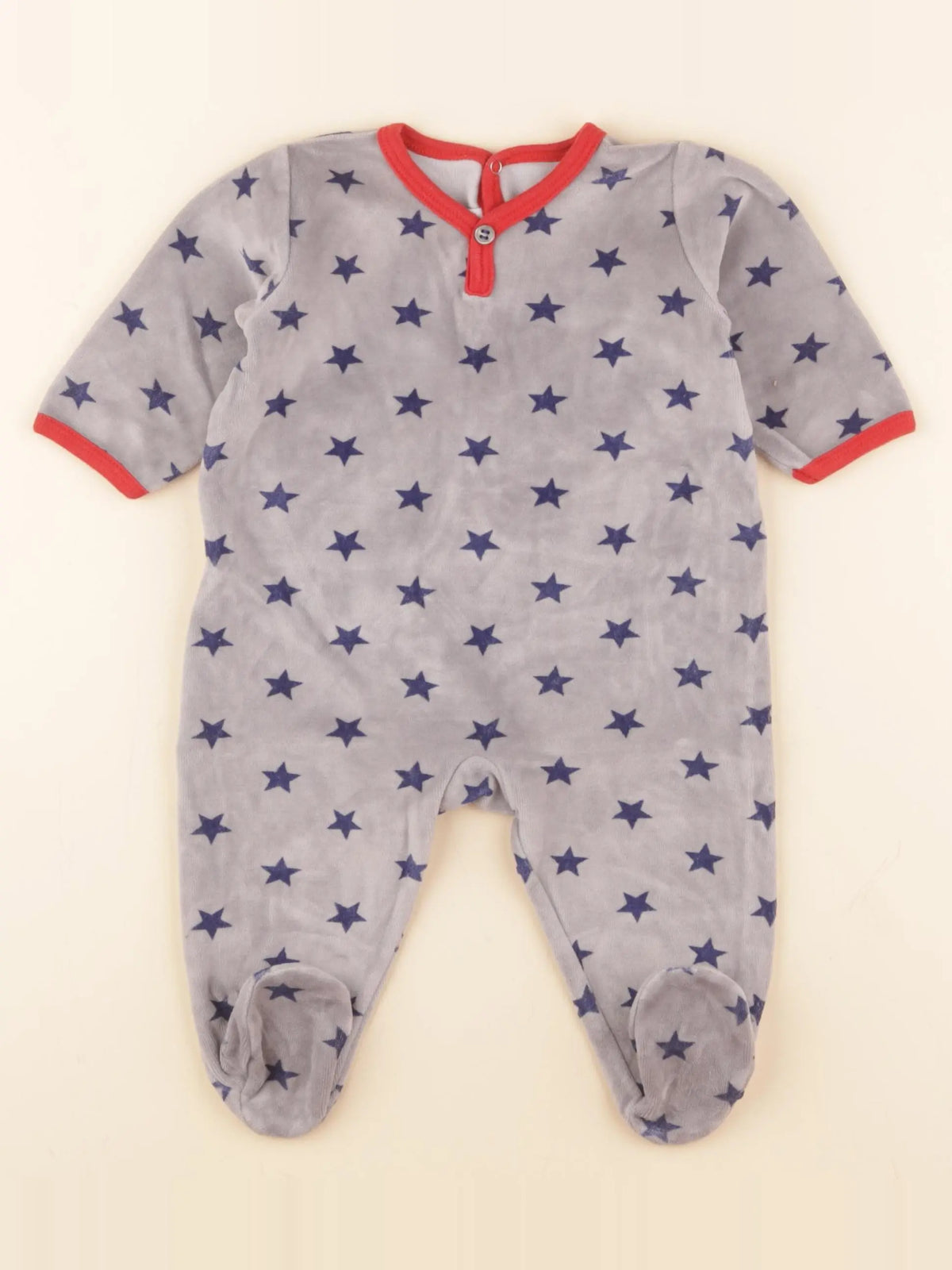 Petit Bateau - pyjama velours gris - 6 mois