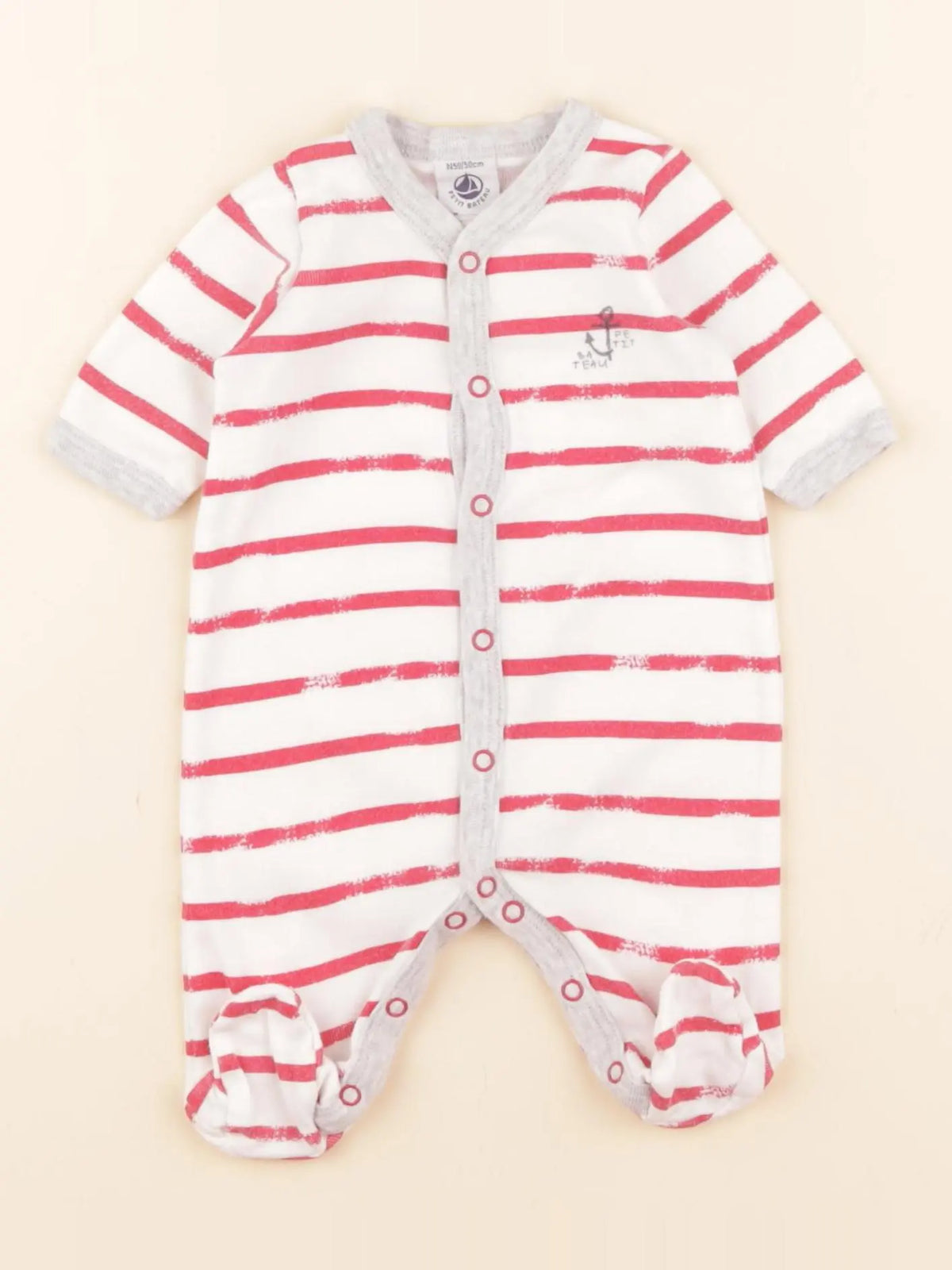 Petit Bateau - pyjama coton rouge - 0 mois