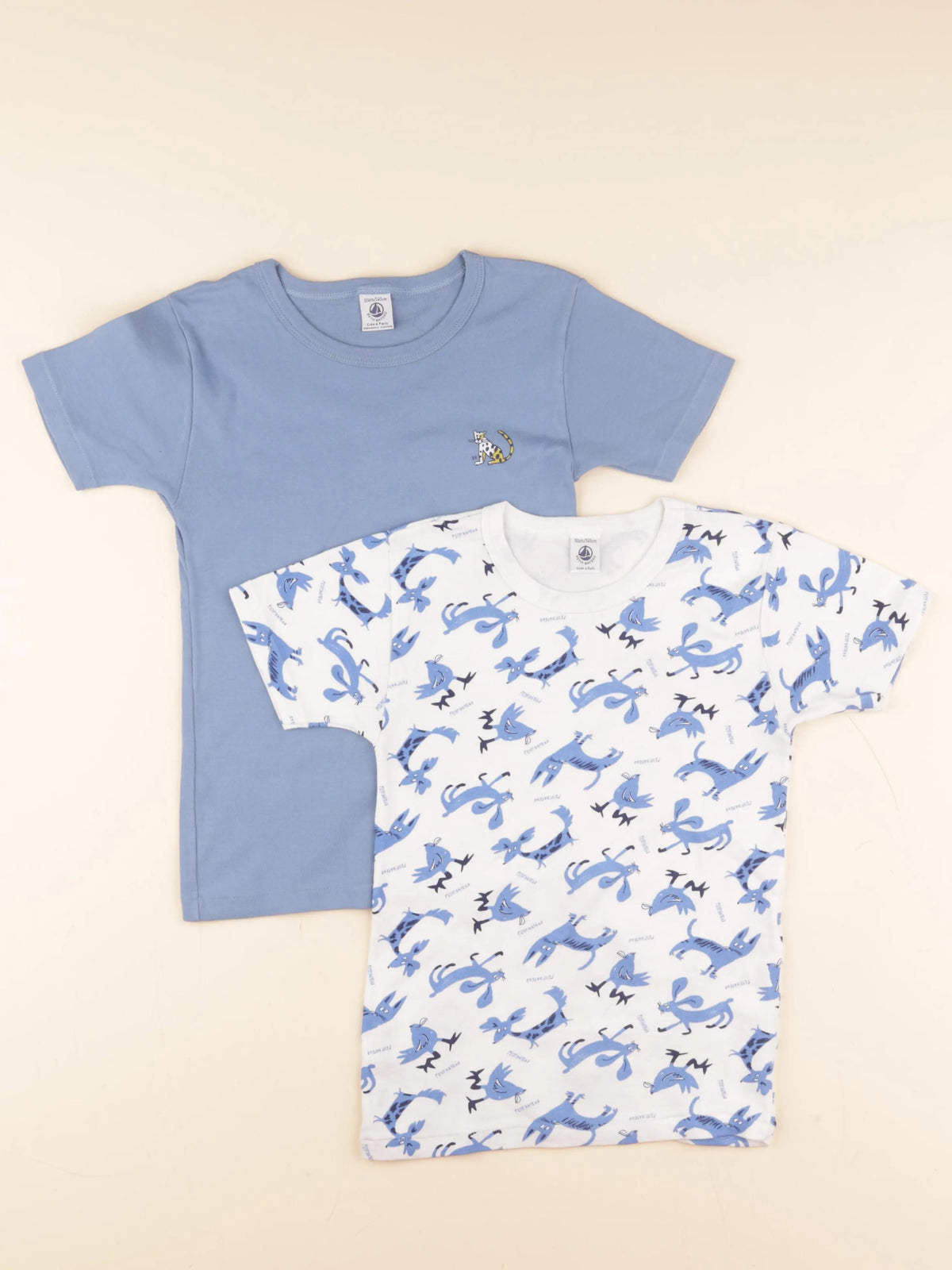 Petit Bateau - lot de 2 maillots de corps bleu - 10 ans