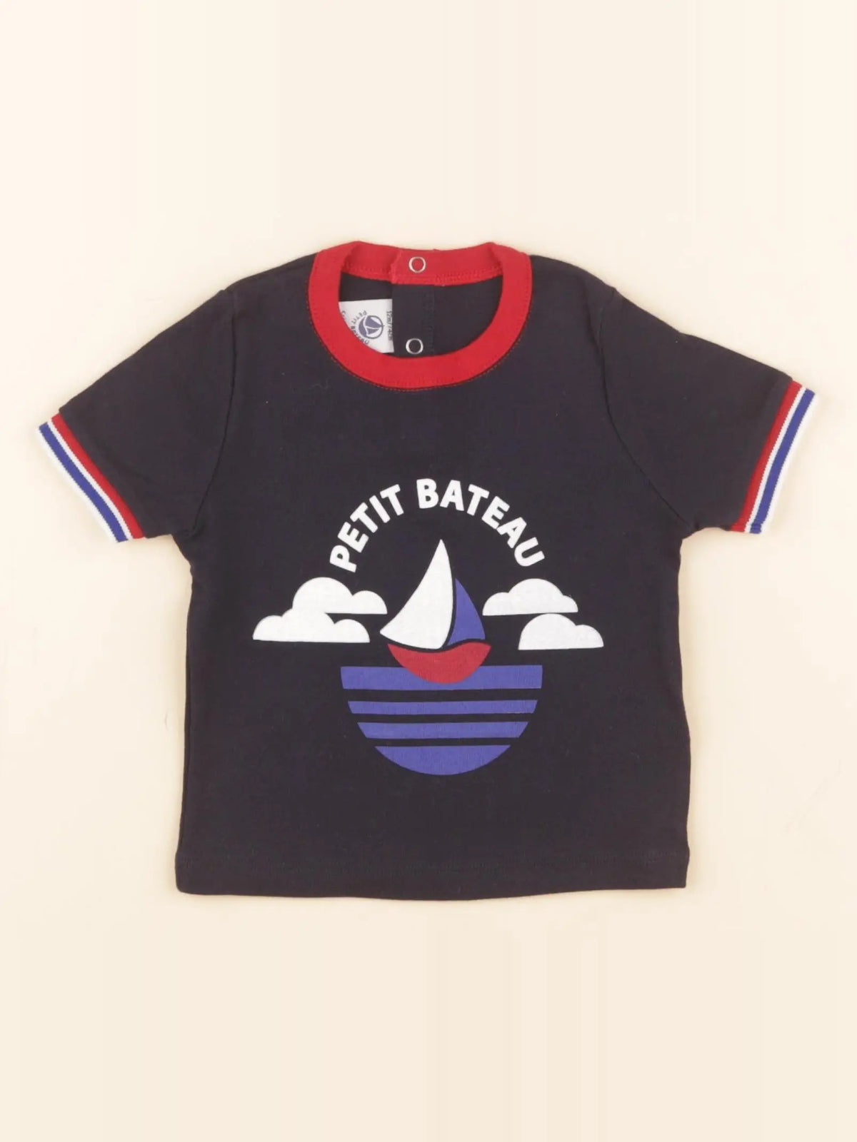 Petit Bateau - tee-shirt bleu - 12 mois