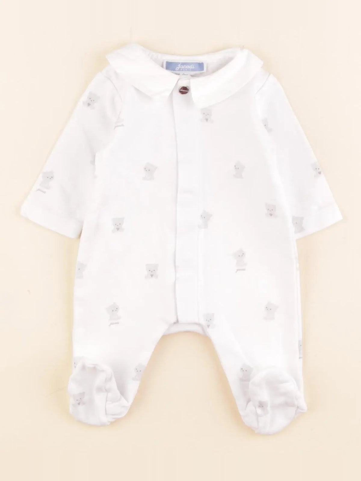 Jacadi - pyjama coton blanc, gris - 0 mois
