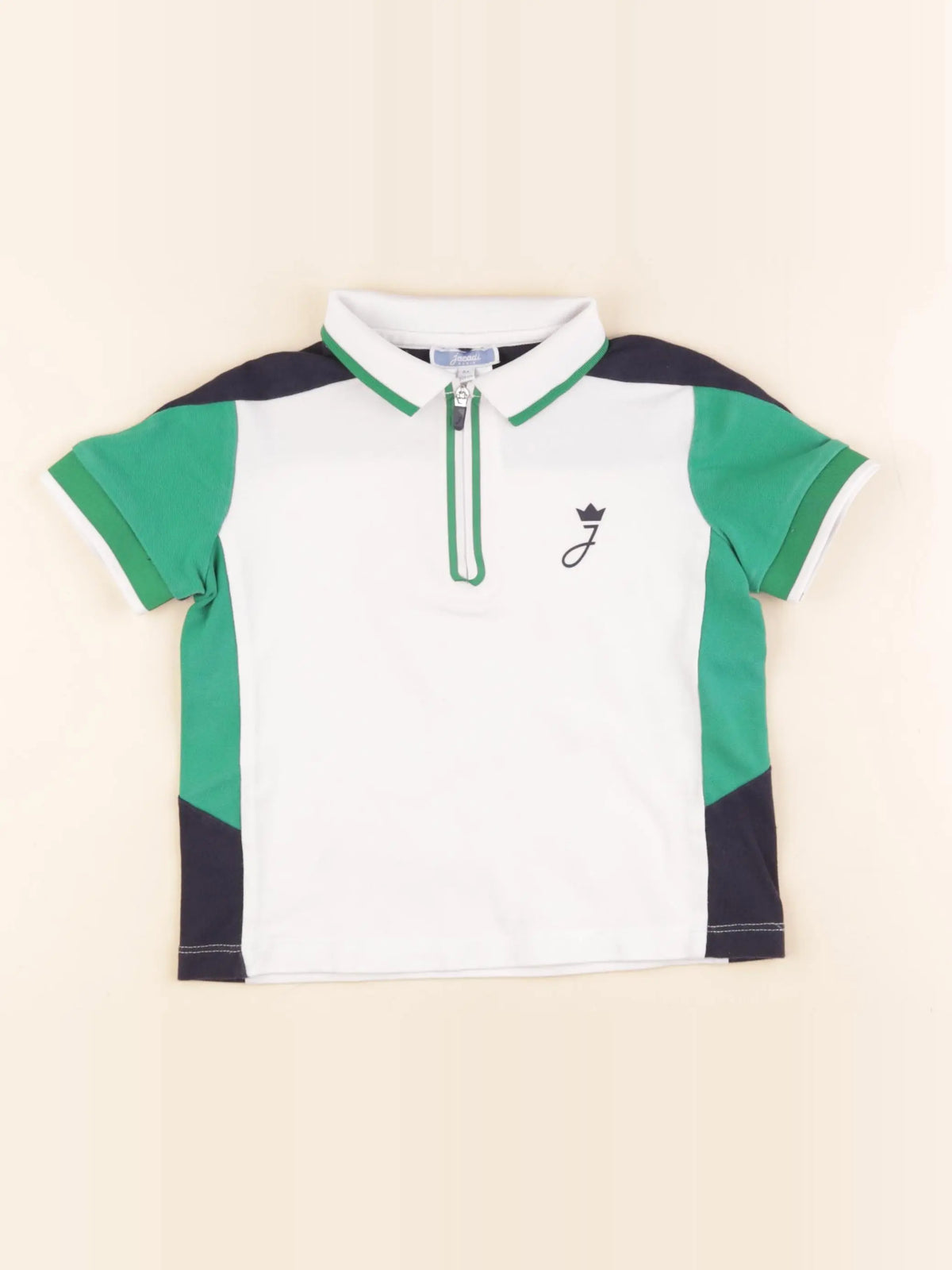 Jacadi - polo blanc, vert - 4 ans