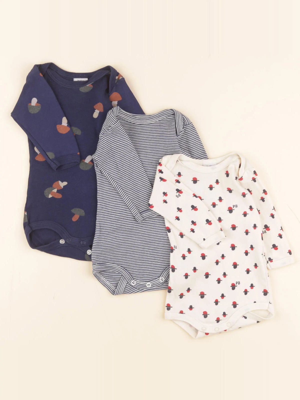 Petit Bateau - lot de 3 bodies en coton multicolore - 3 mois