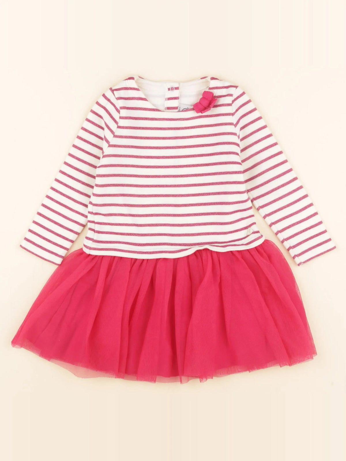 Petit Bateau - robe rose, beige - 24 mois