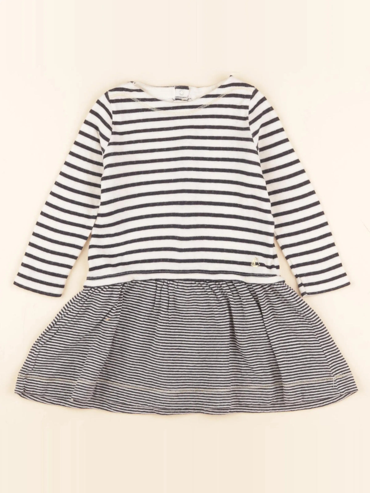 Petit Bateau - robe bleu, beige - 24 mois