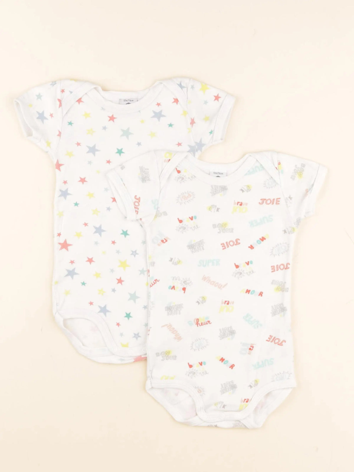 Petit Bateau - lot de 2 bodies en coton multicolore - 12 mois