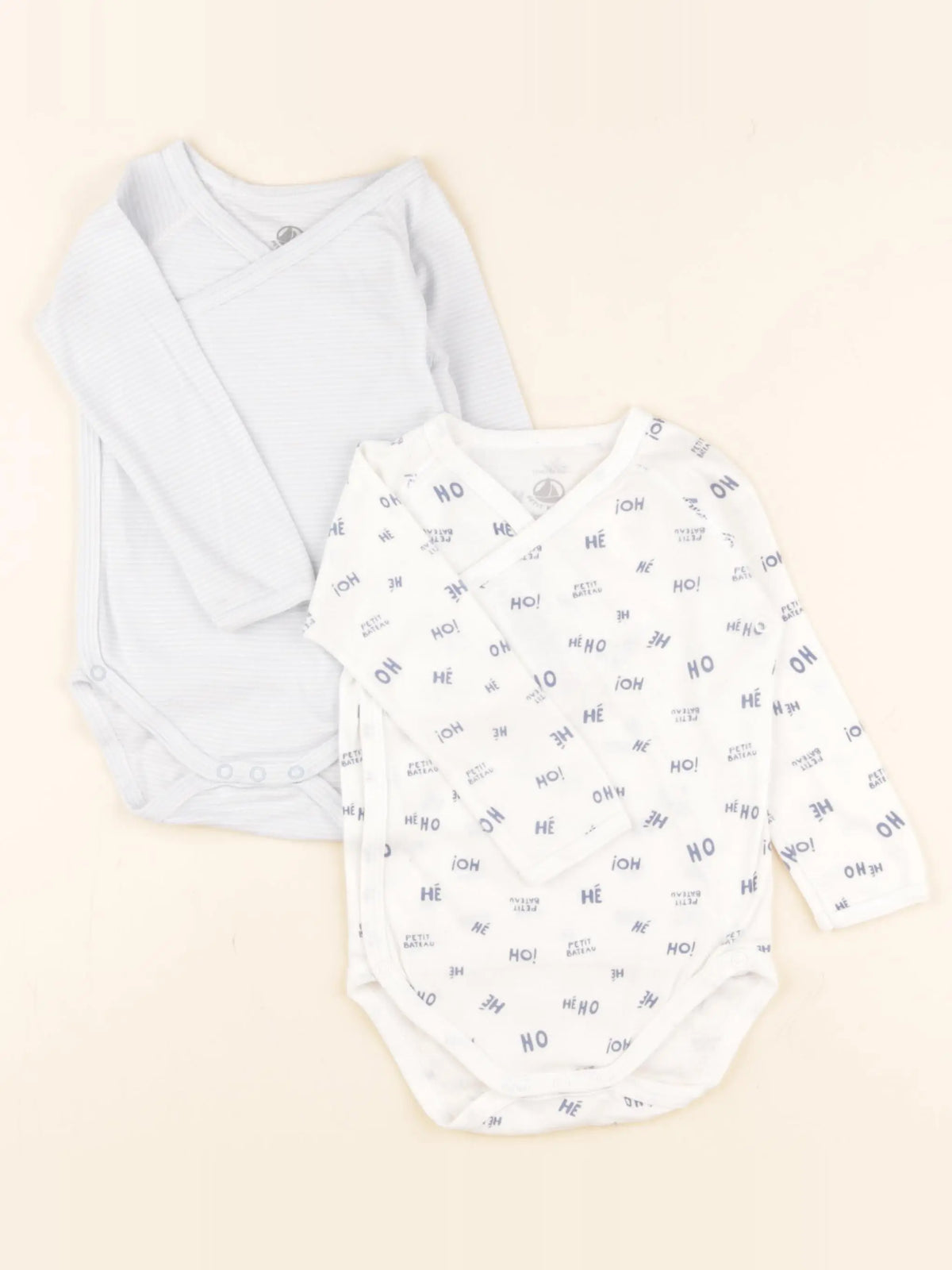 Petit Bateau - lot de 2 bodies en coton bleu, blanc - 12 mois