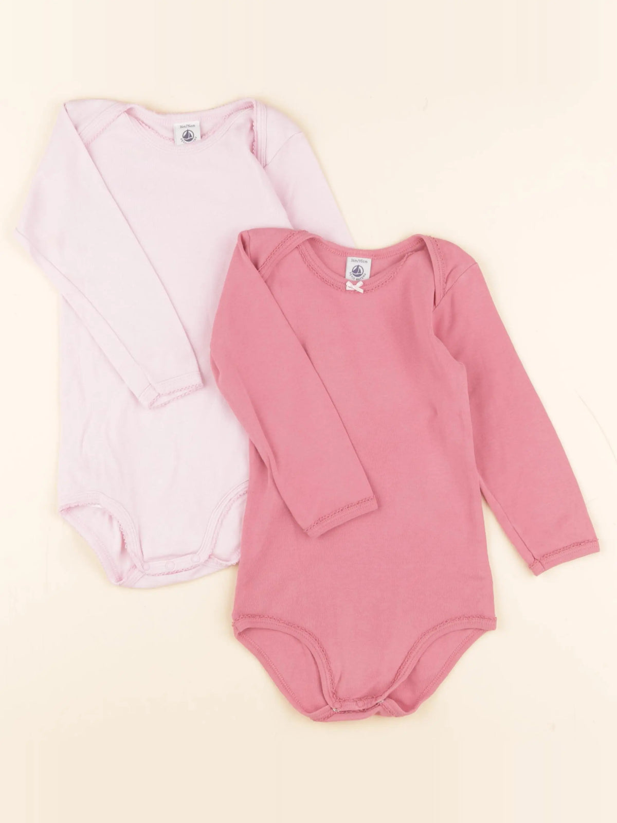 Petit Bateau - lot de 2 bodies en coton rose - 36 mois