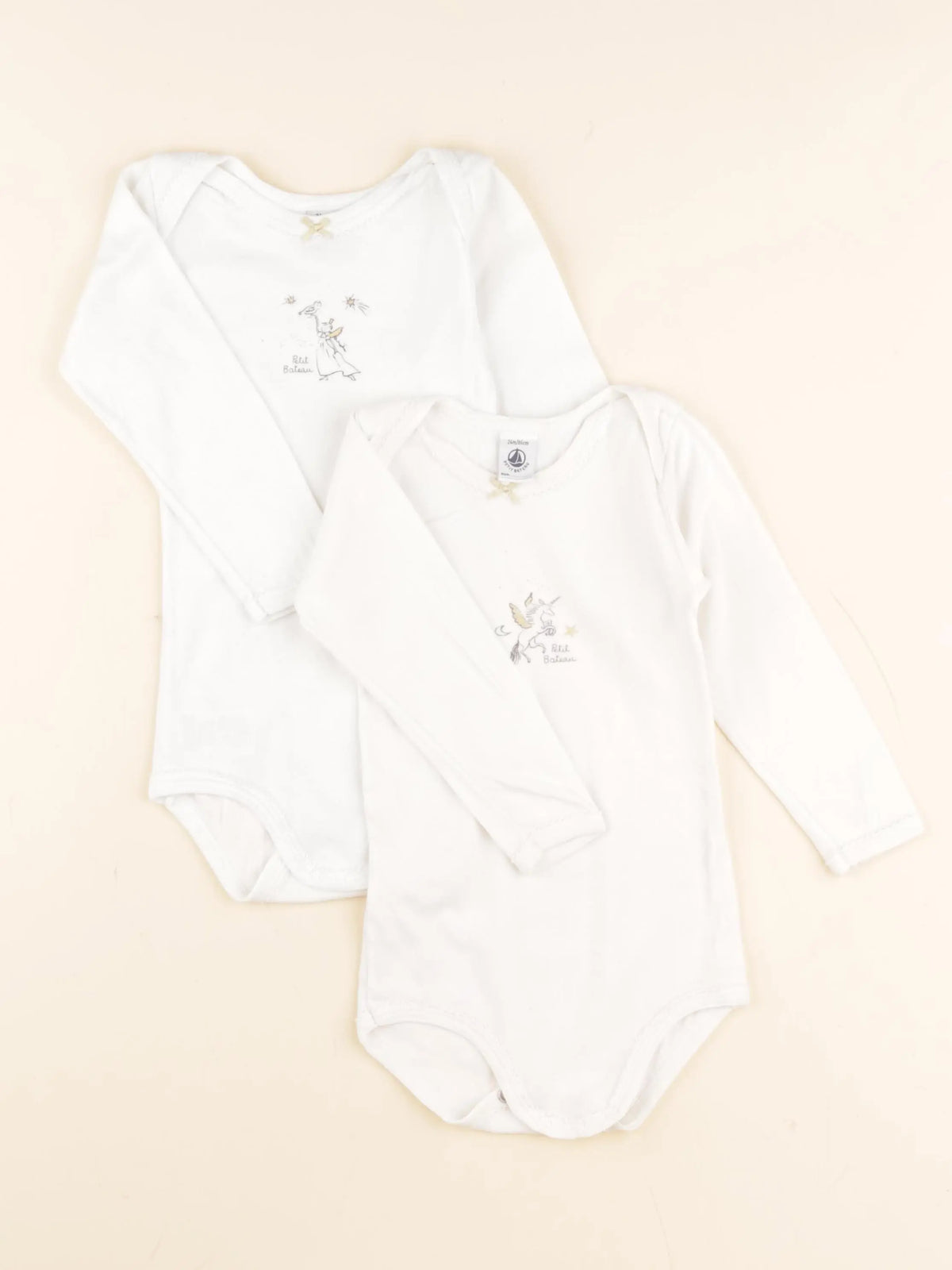 Petit Bateau - lot de 2 bodies en coton blanc - 24 mois