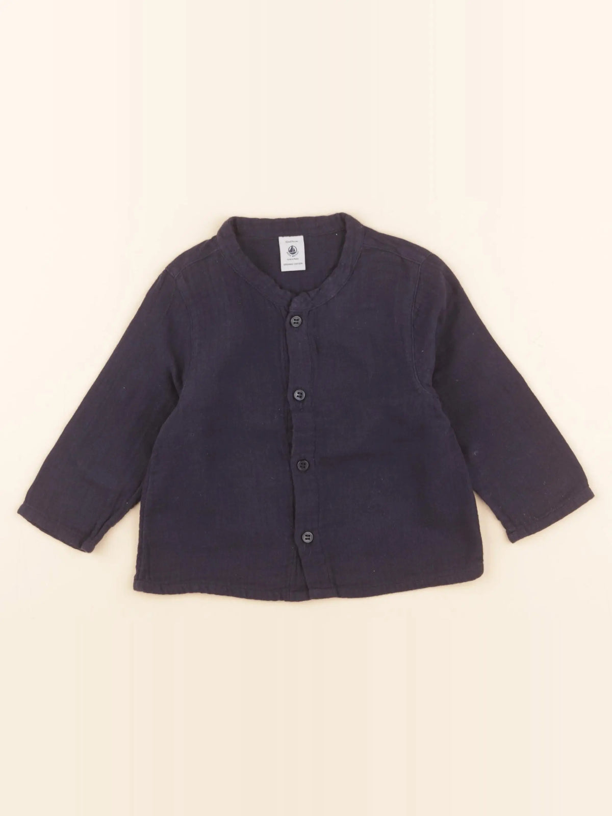 Petit Bateau - chemise bleu - 12 mois