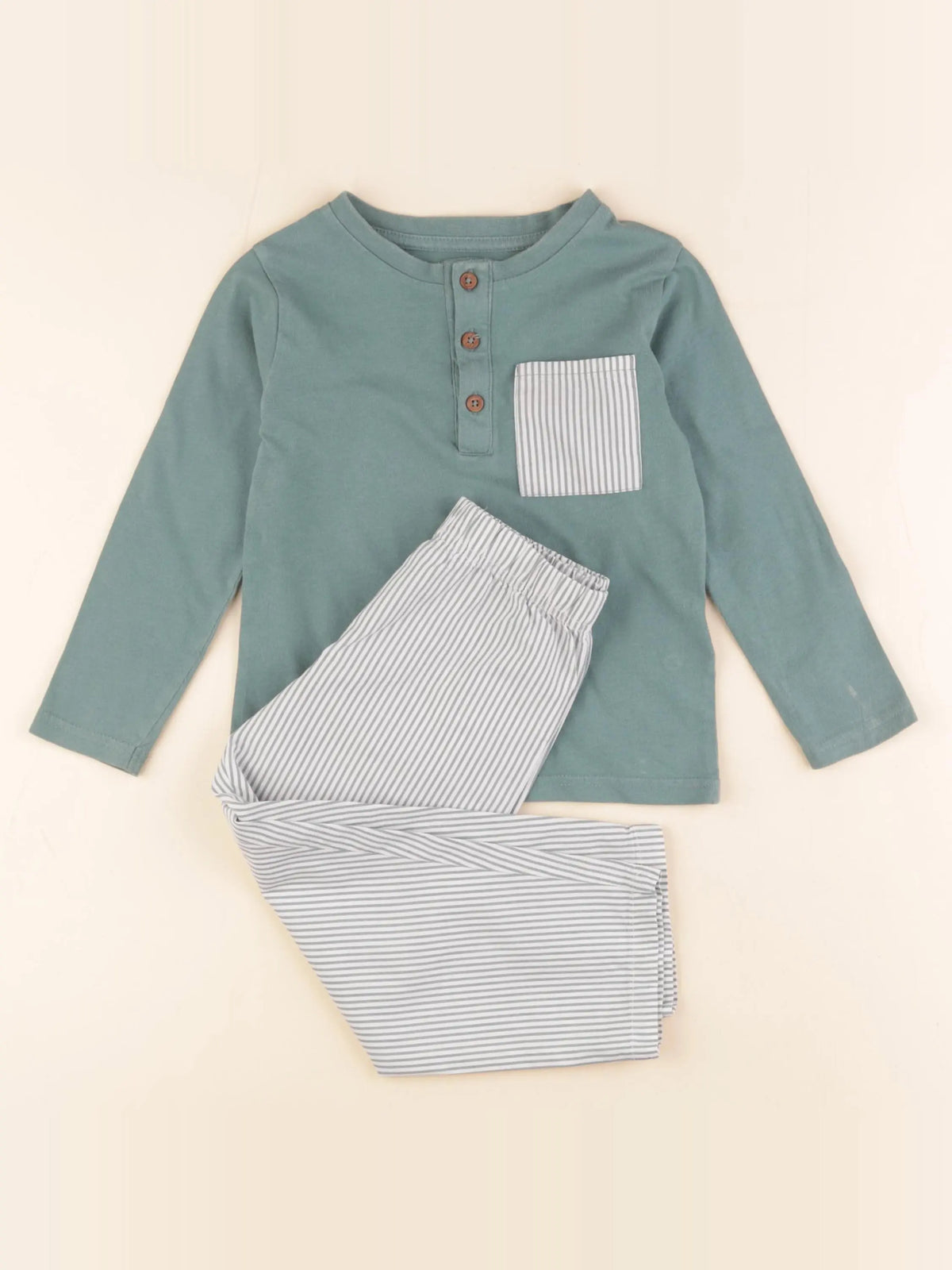 Vertbaudet - pyjama coton vert - 3 ans