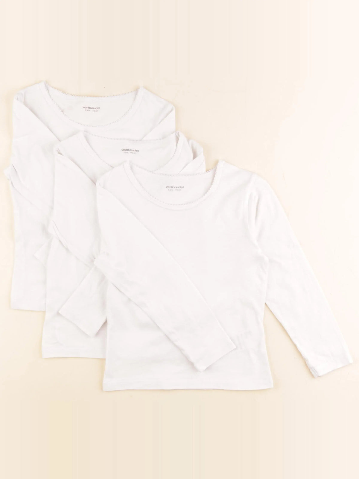 Vertbaudet - lot de 3 maillots de corps blanc - 5 ans