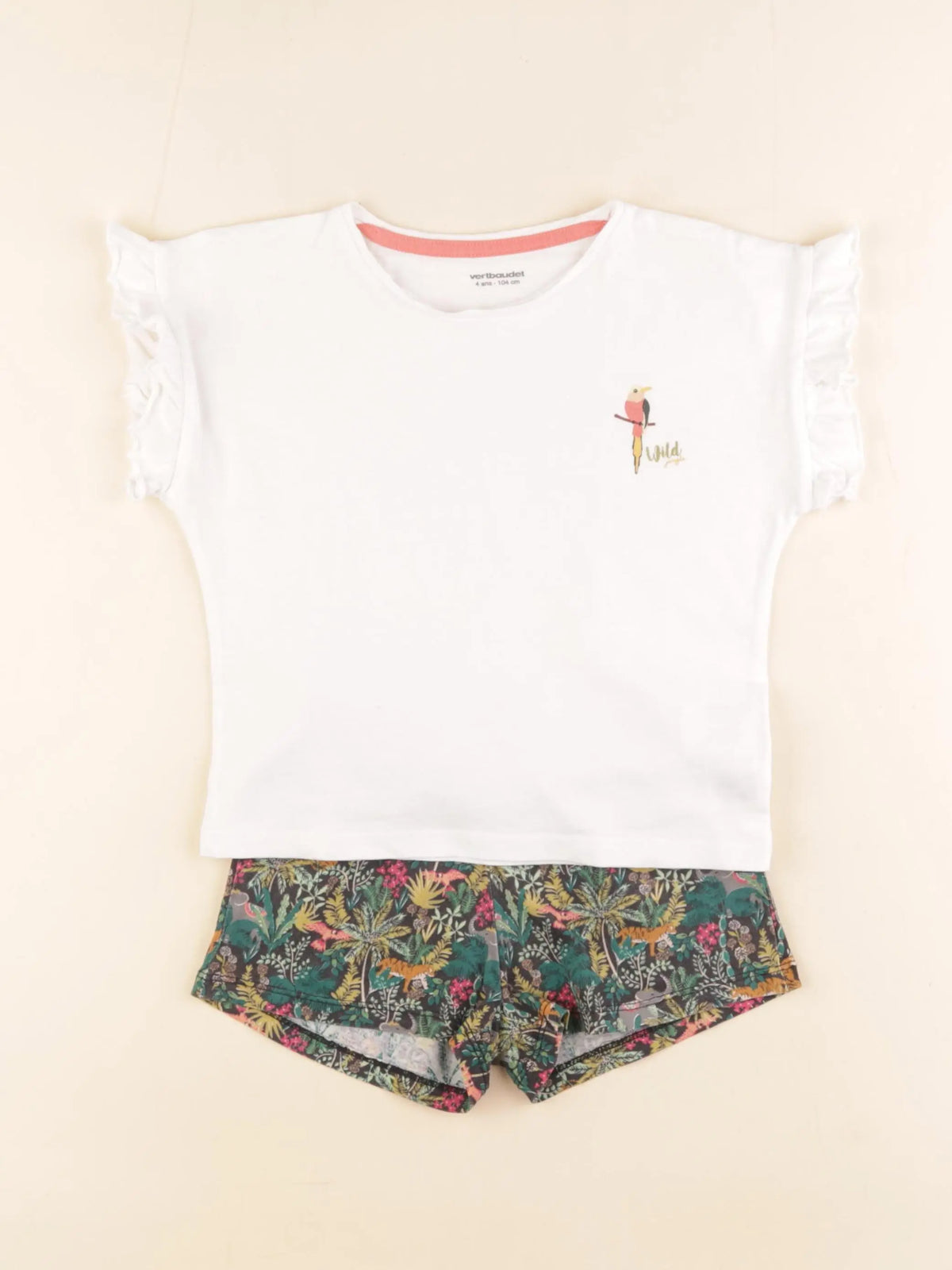 Vertbaudet - pyjama coton blanc, vert - 4 ans