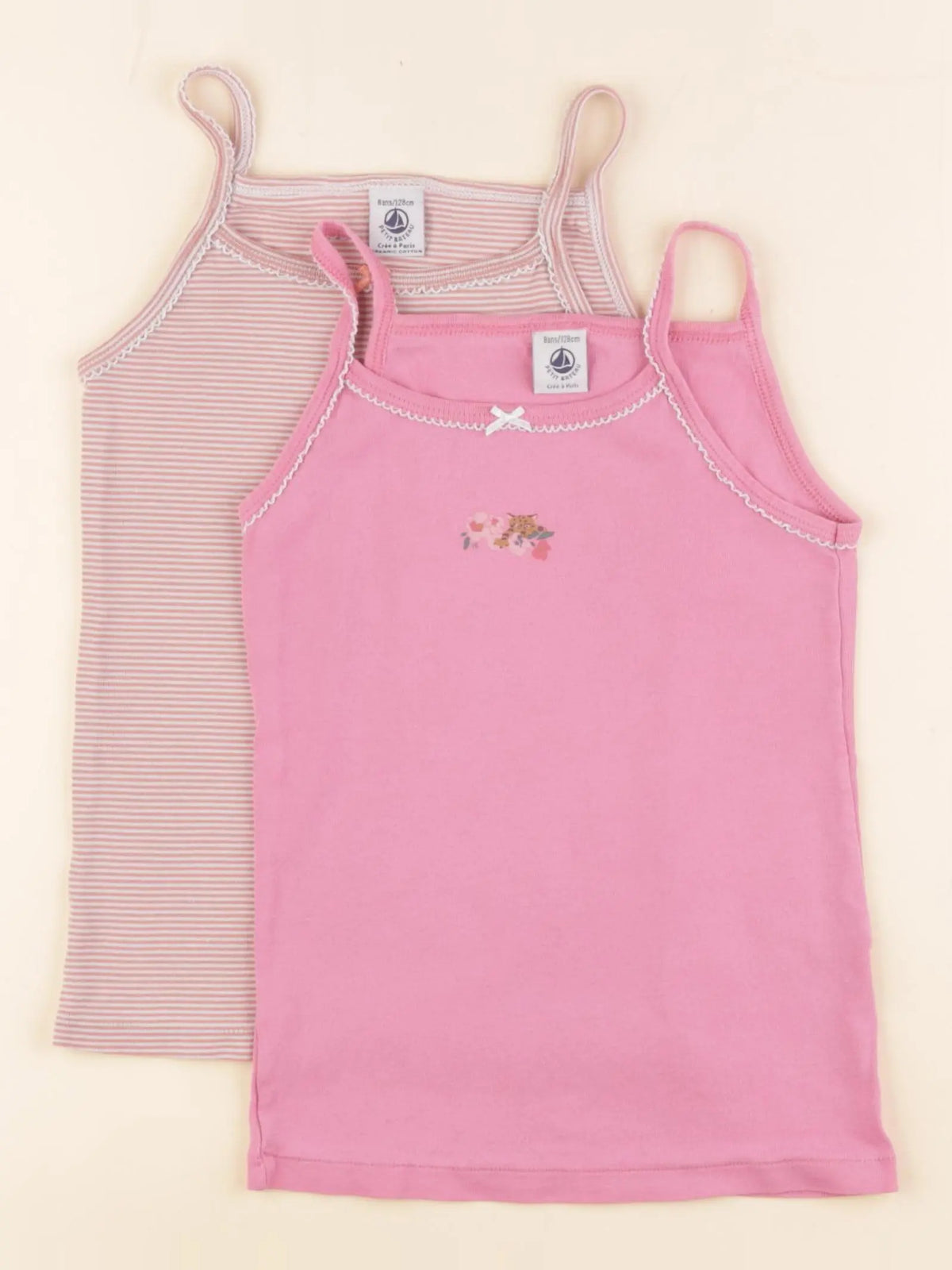 Petit Bateau - lot de 2 maillots de corps rose - 8 ans