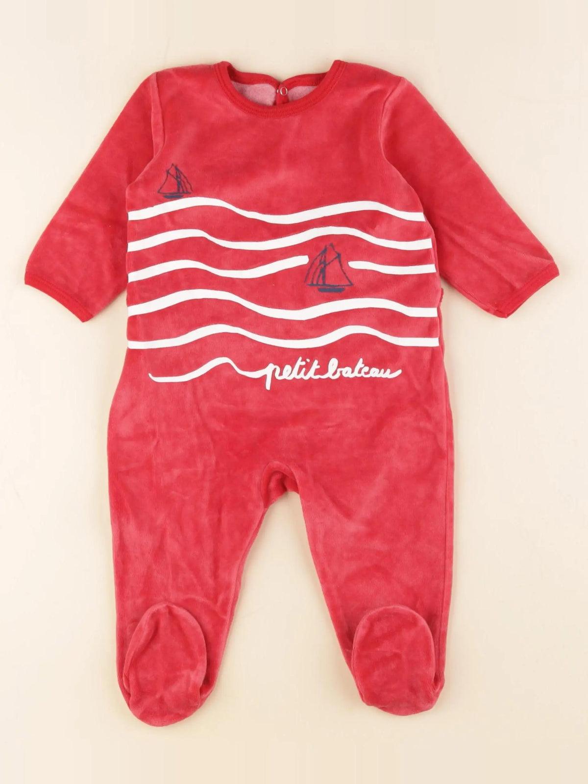 Petit Bateau - pyjama velours rouge - 9 mois