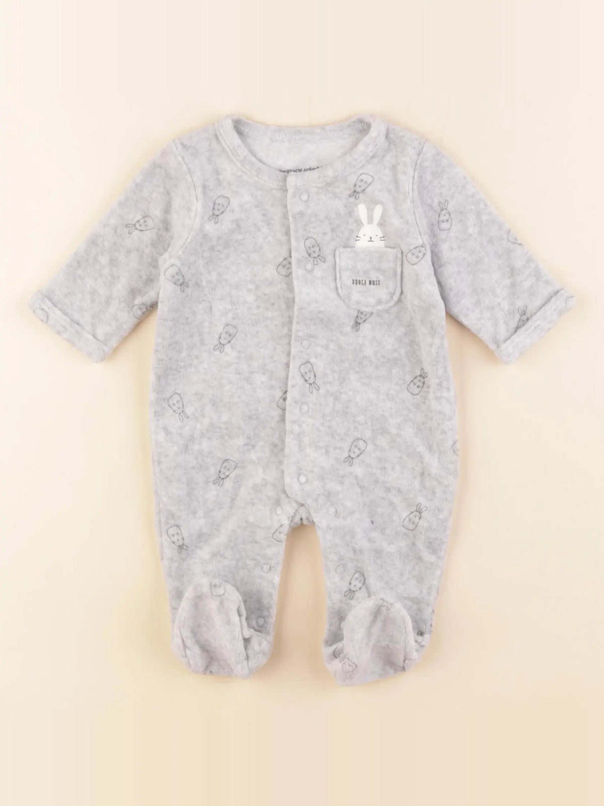 Vertbaudet - pyjama velours gris - 1 mois