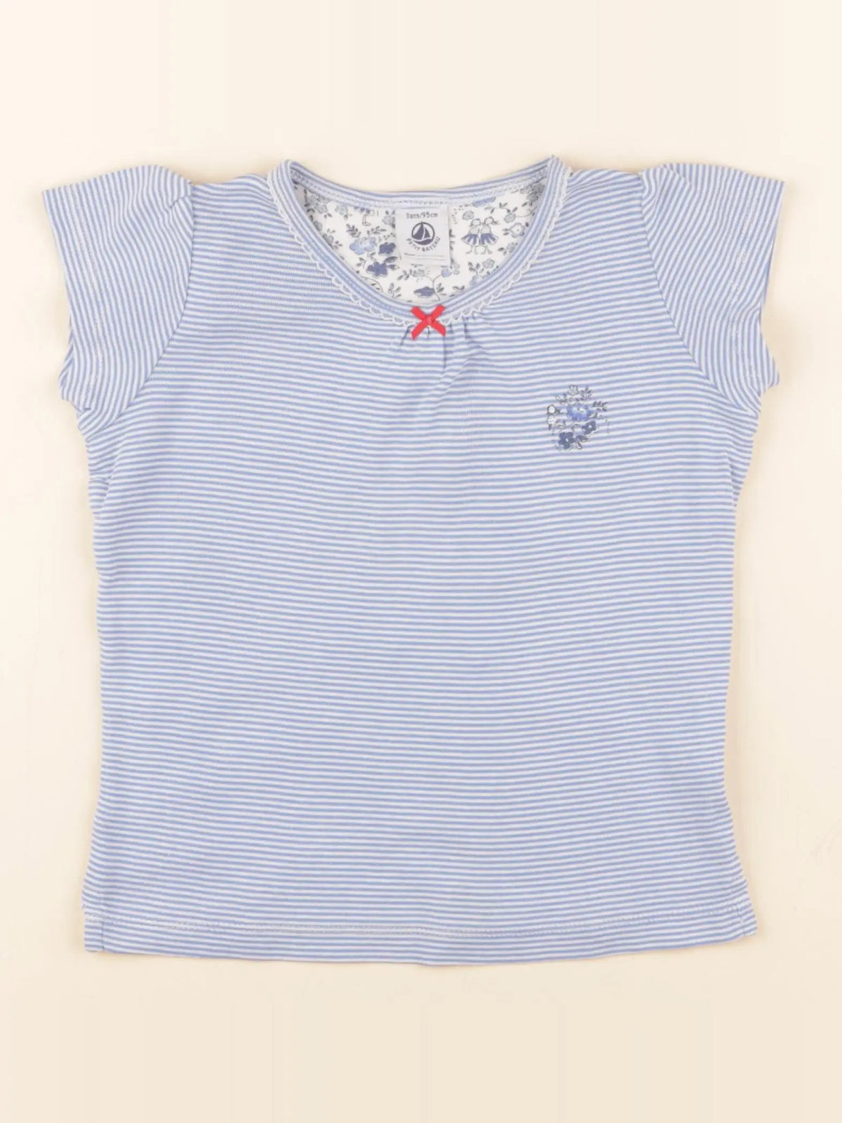 Petit Bateau - maillot de corps bleu, blanc - 3 ans