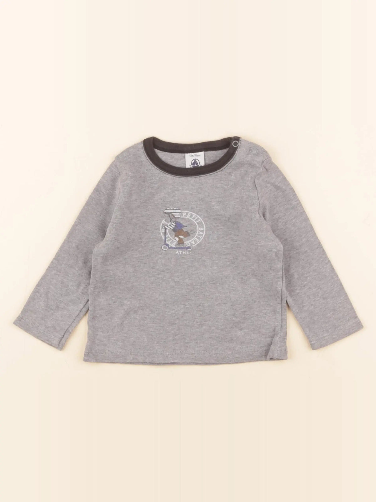 Petit Bateau - tee-shirt gris - 12 mois