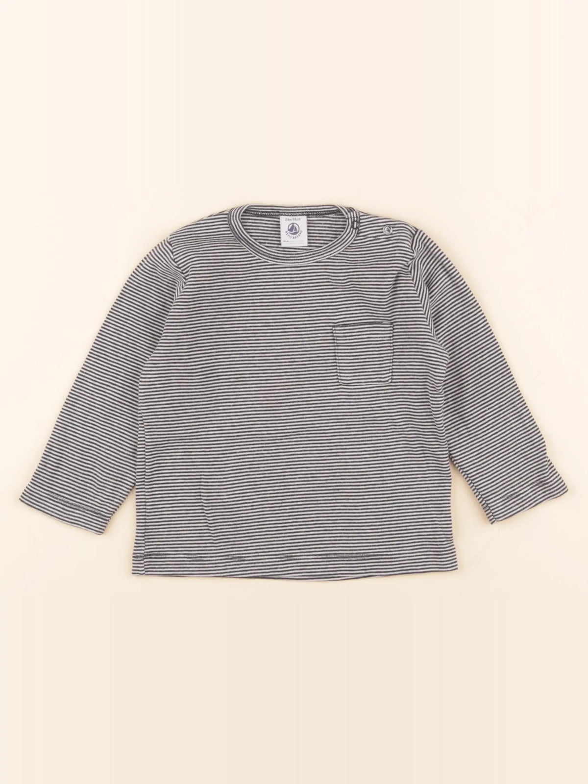 Petit Bateau - tee-shirt blanc, bleu - 2 ans