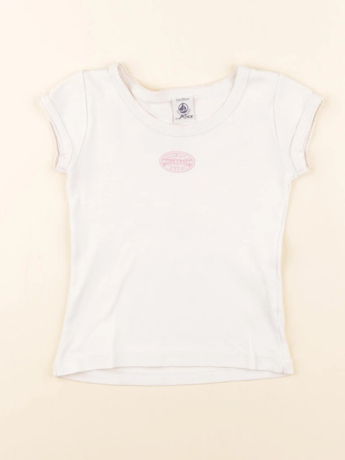 Petit Bateau - maillot de corps blanc, rose - 2 ans