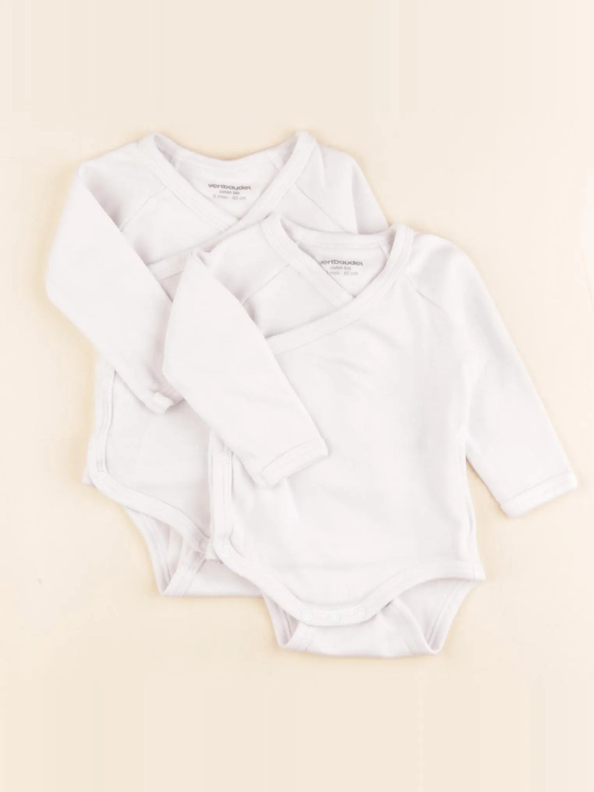 Vertbaudet - lot de 2 bodies en coton blanc - 3 mois