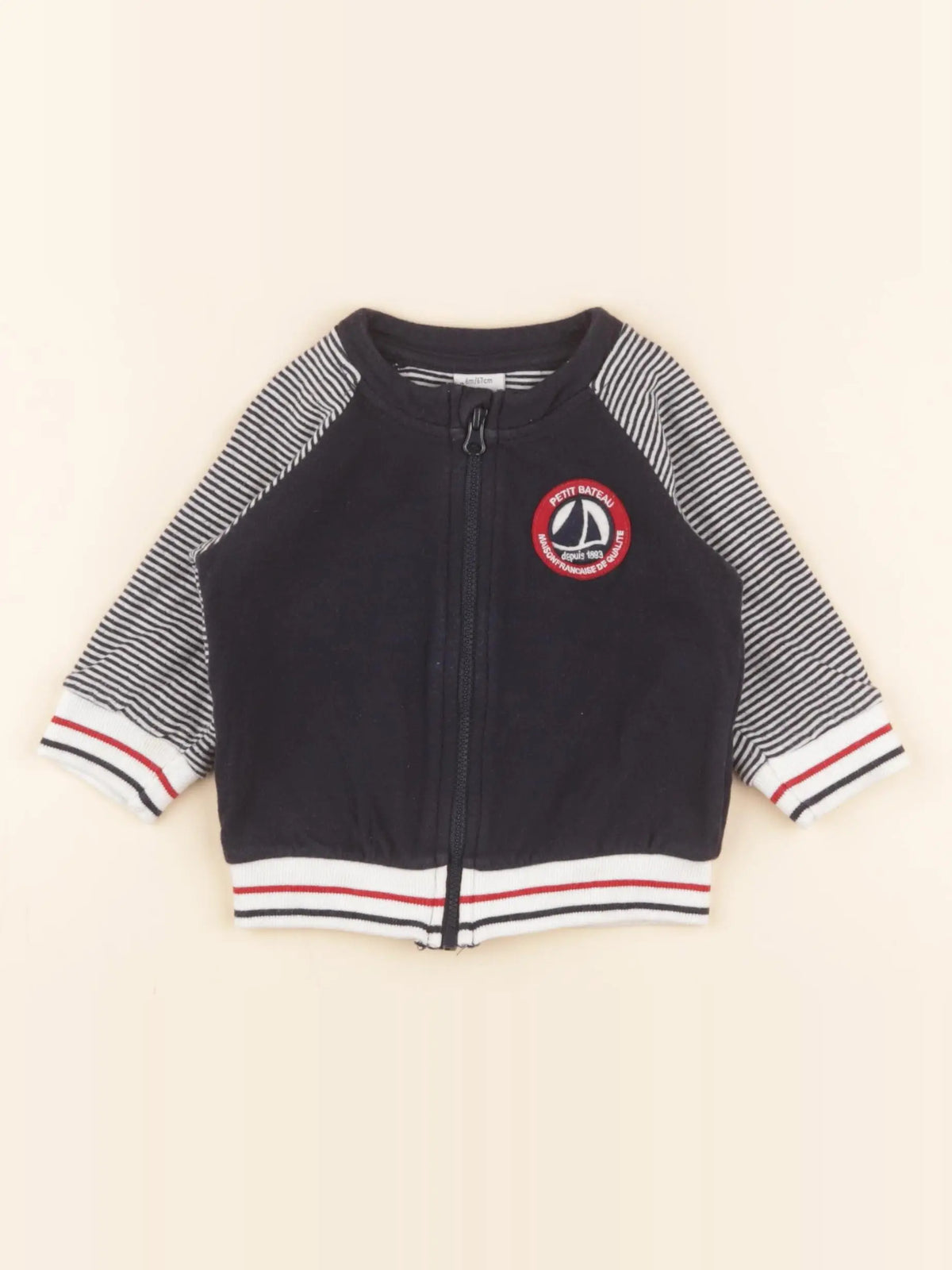Petit Bateau - sweat bleu - 6 mois