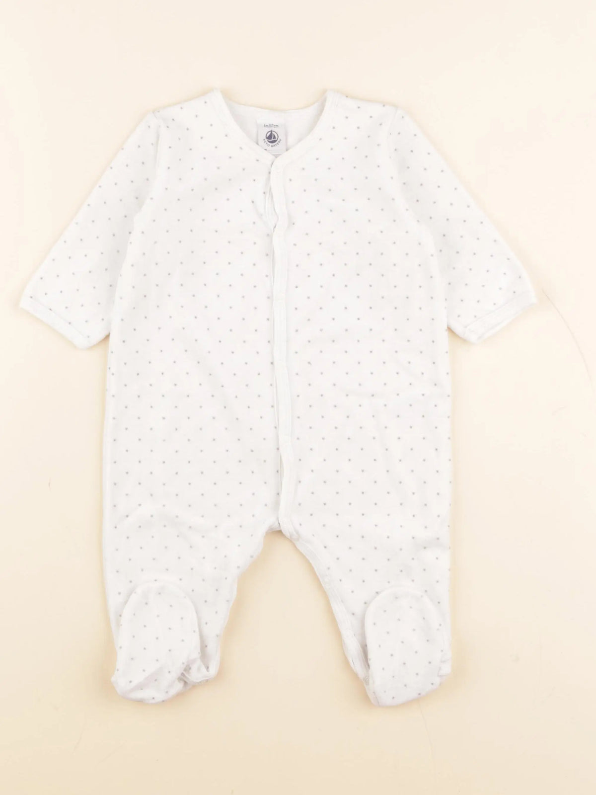 Petit Bateau - pyjama velours blanc - 6 mois