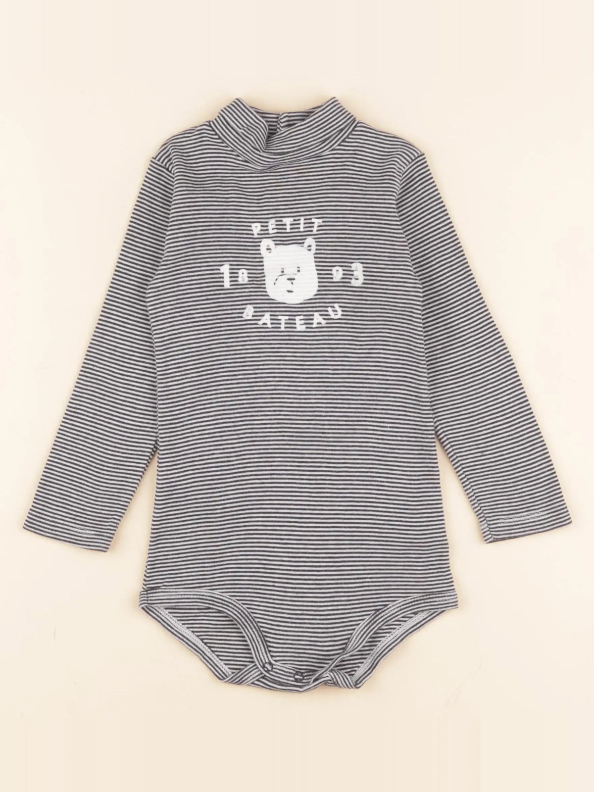 Petit Bateau - body à col noir - 18 mois