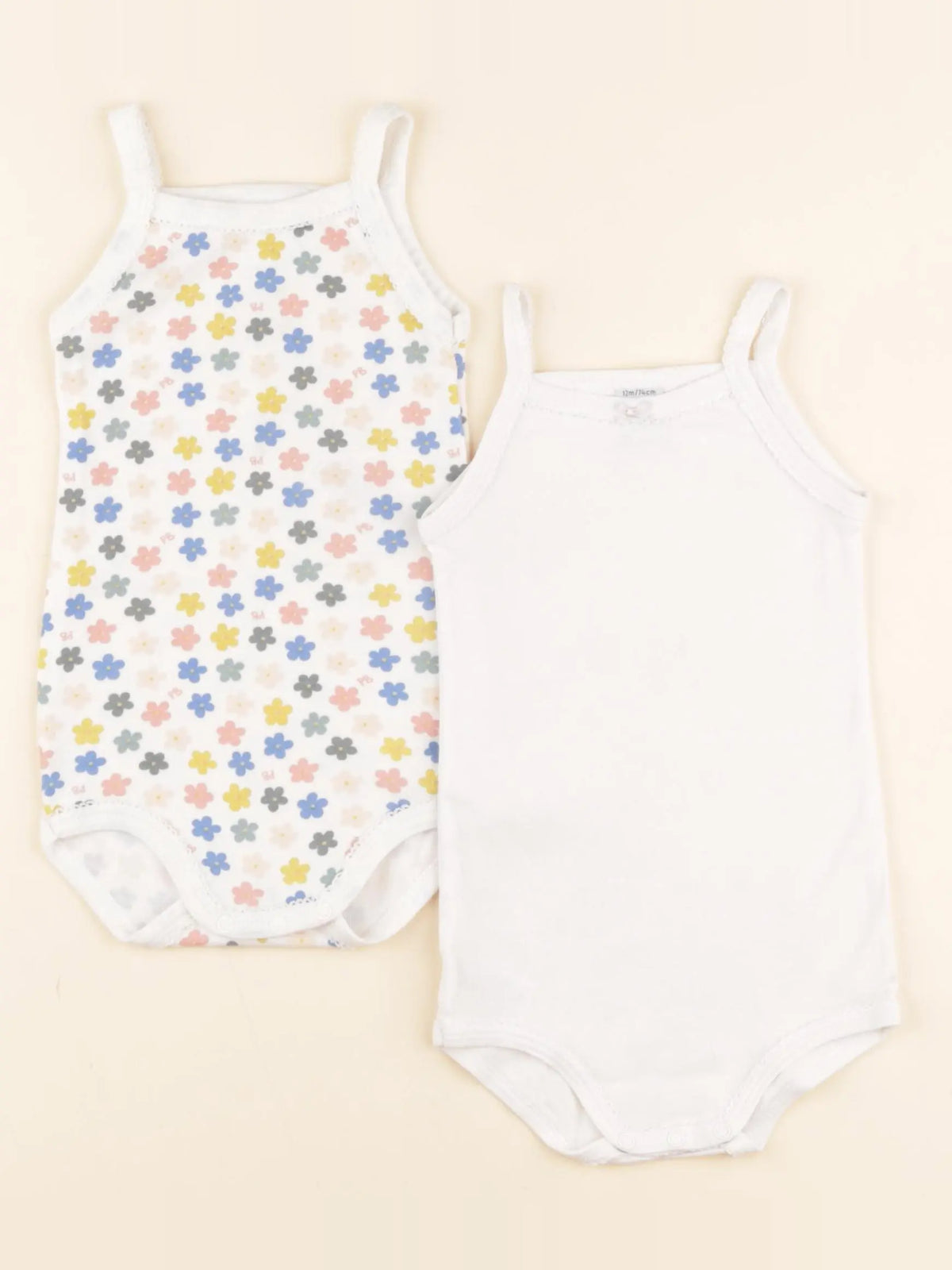 Petit Bateau - lot de 2 bodies en coton multicolore - 12 mois