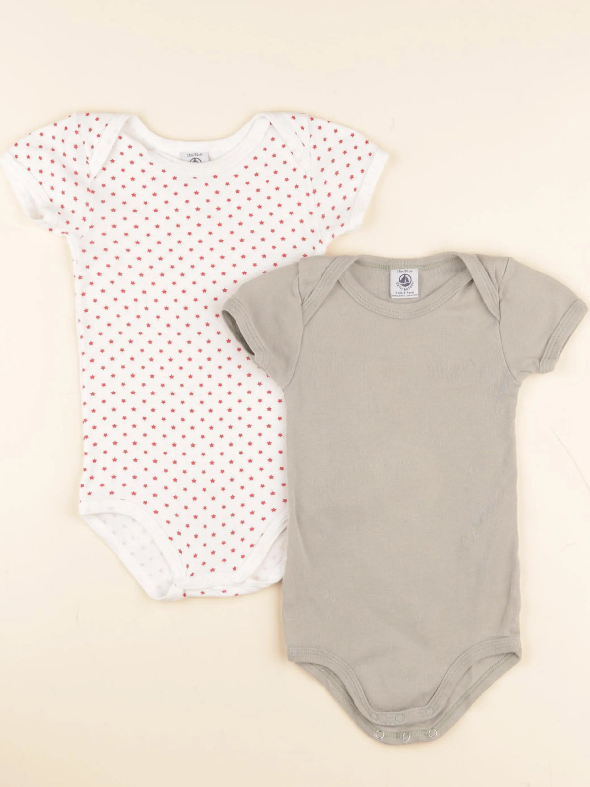 Petit Bateau - lot de 2 bodies en coton blanc, vert - 18 mois