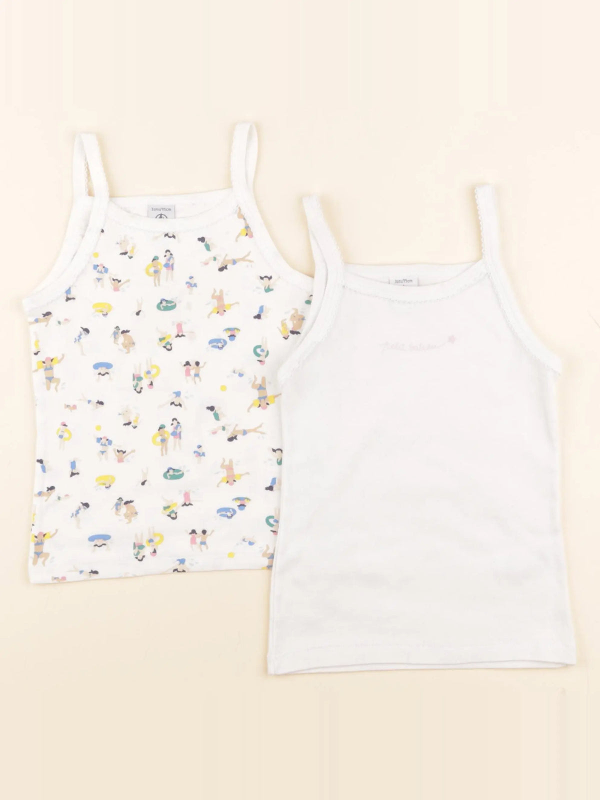 Petit Bateau - lot de 2 maillots de corps blanc - 3 ans