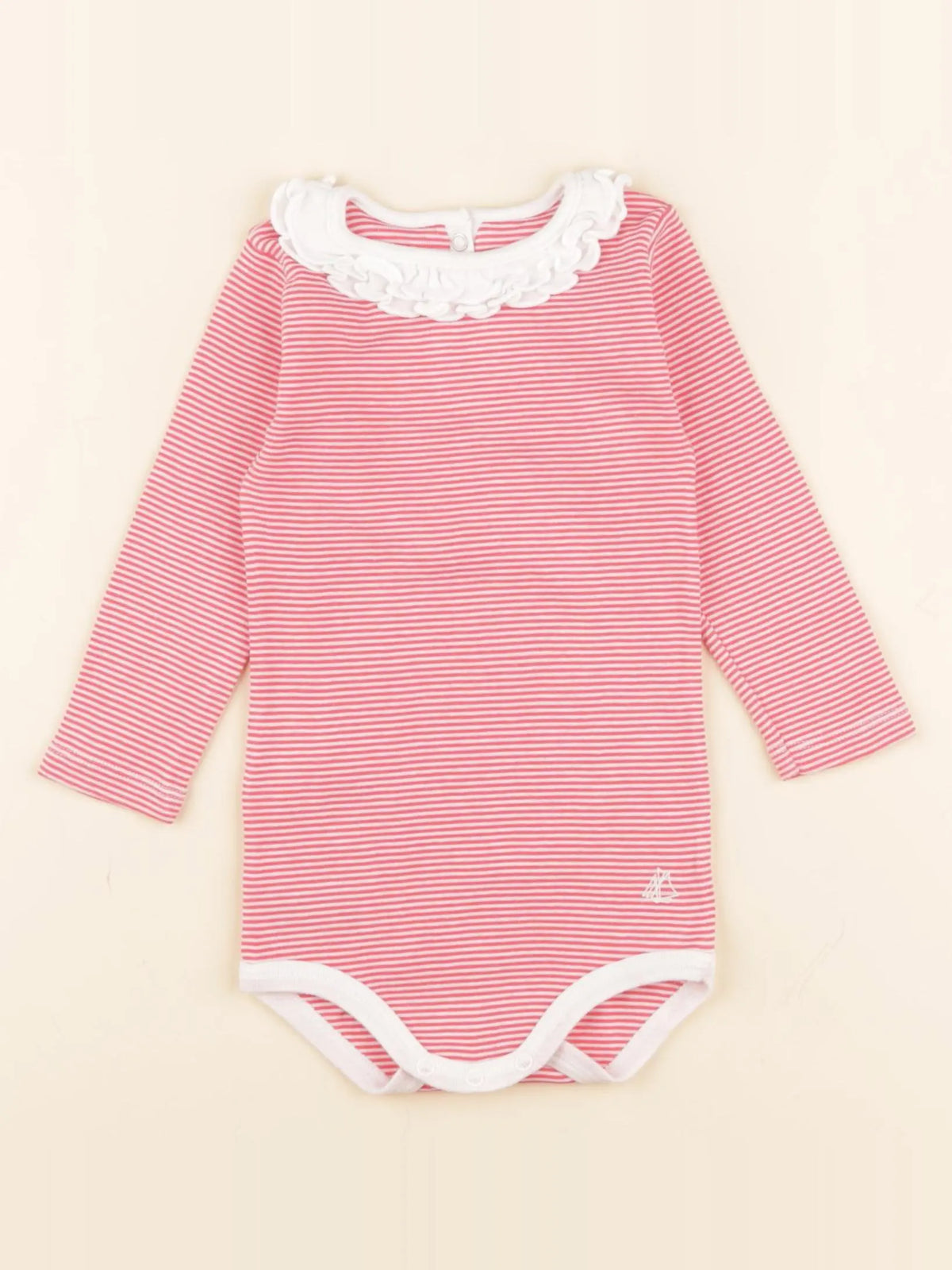 Petit Bateau - body à col rouge - 12 mois