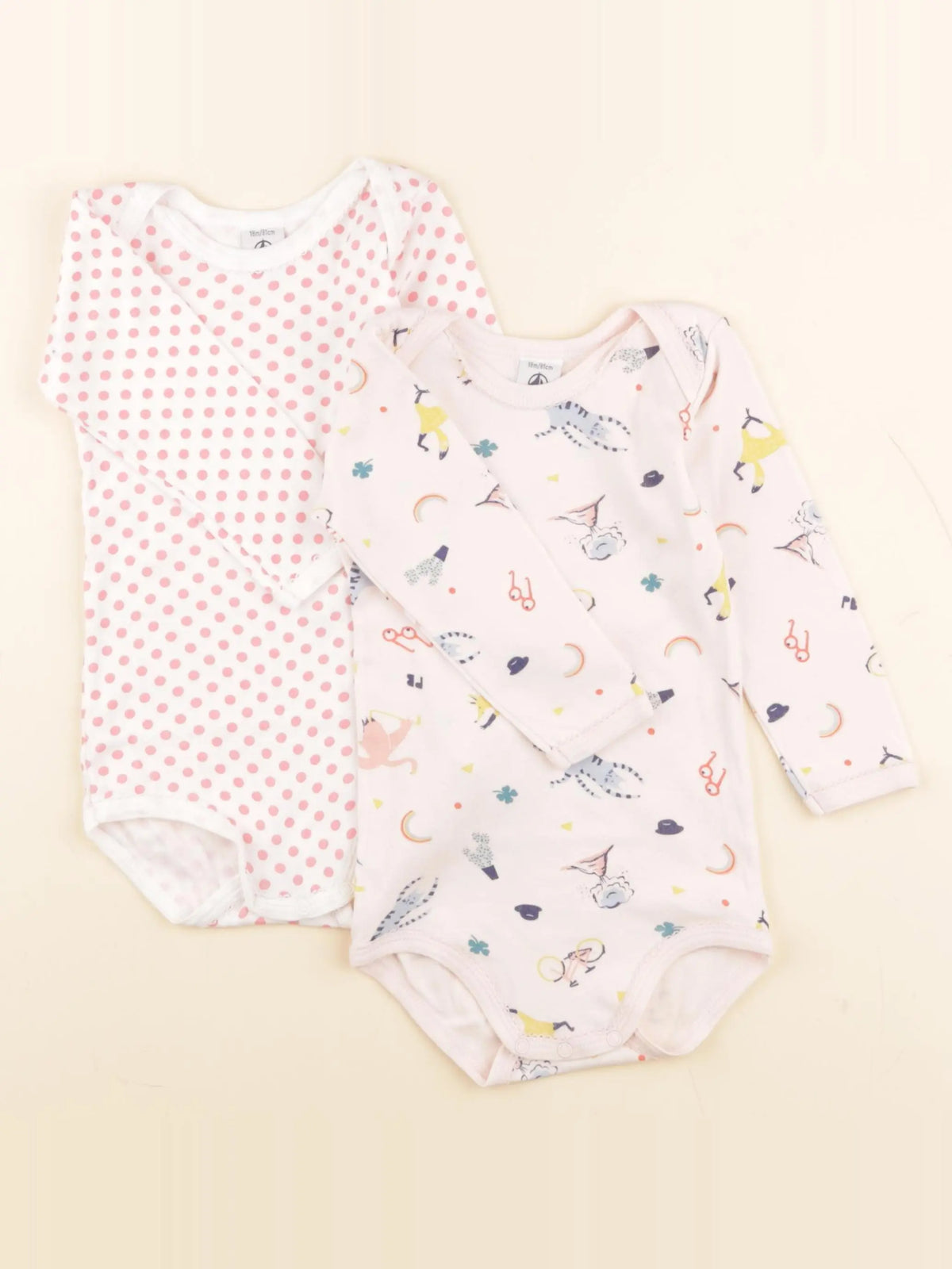 Petit Bateau - lot de 2 bodies en coton rose - 18 mois