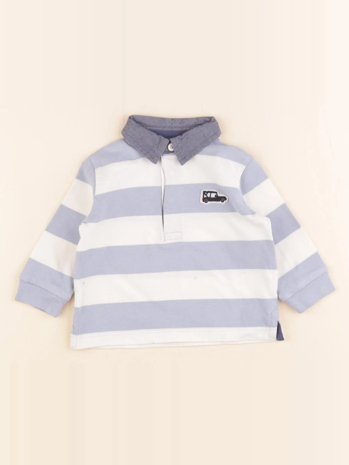 Boutchou - tee-shirt blanc, bleu - 6 mois