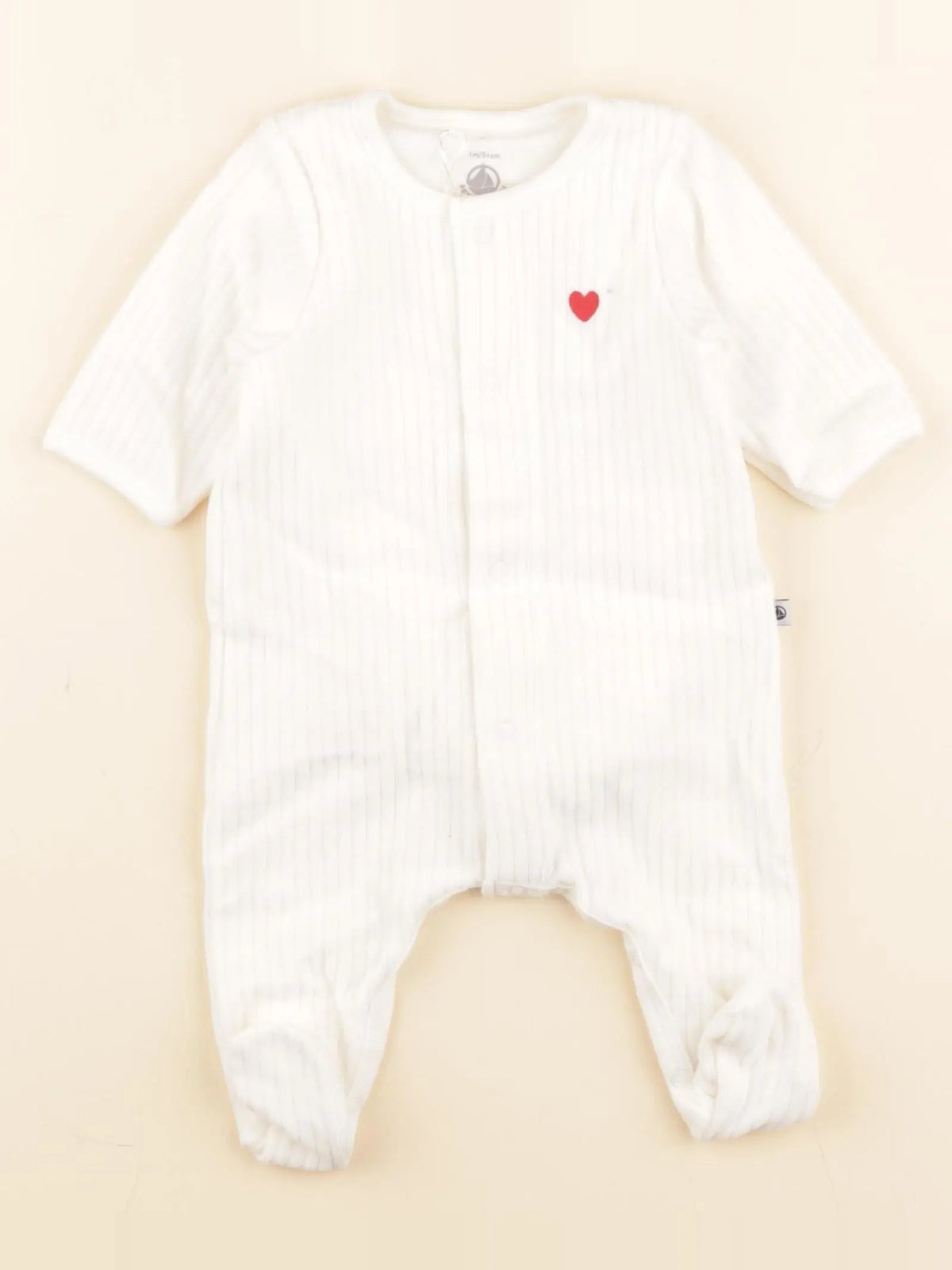 Petit Bateau - pyjama velours beige - 1 mois